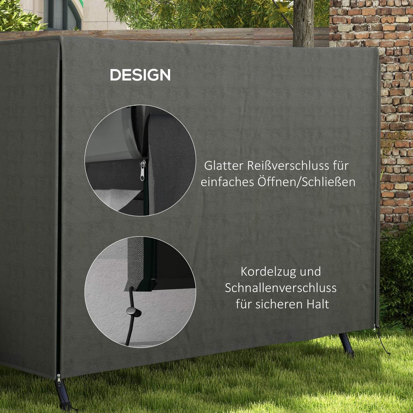 3-seat garden swing cover, UV and water resistant, 205x124x164 cm