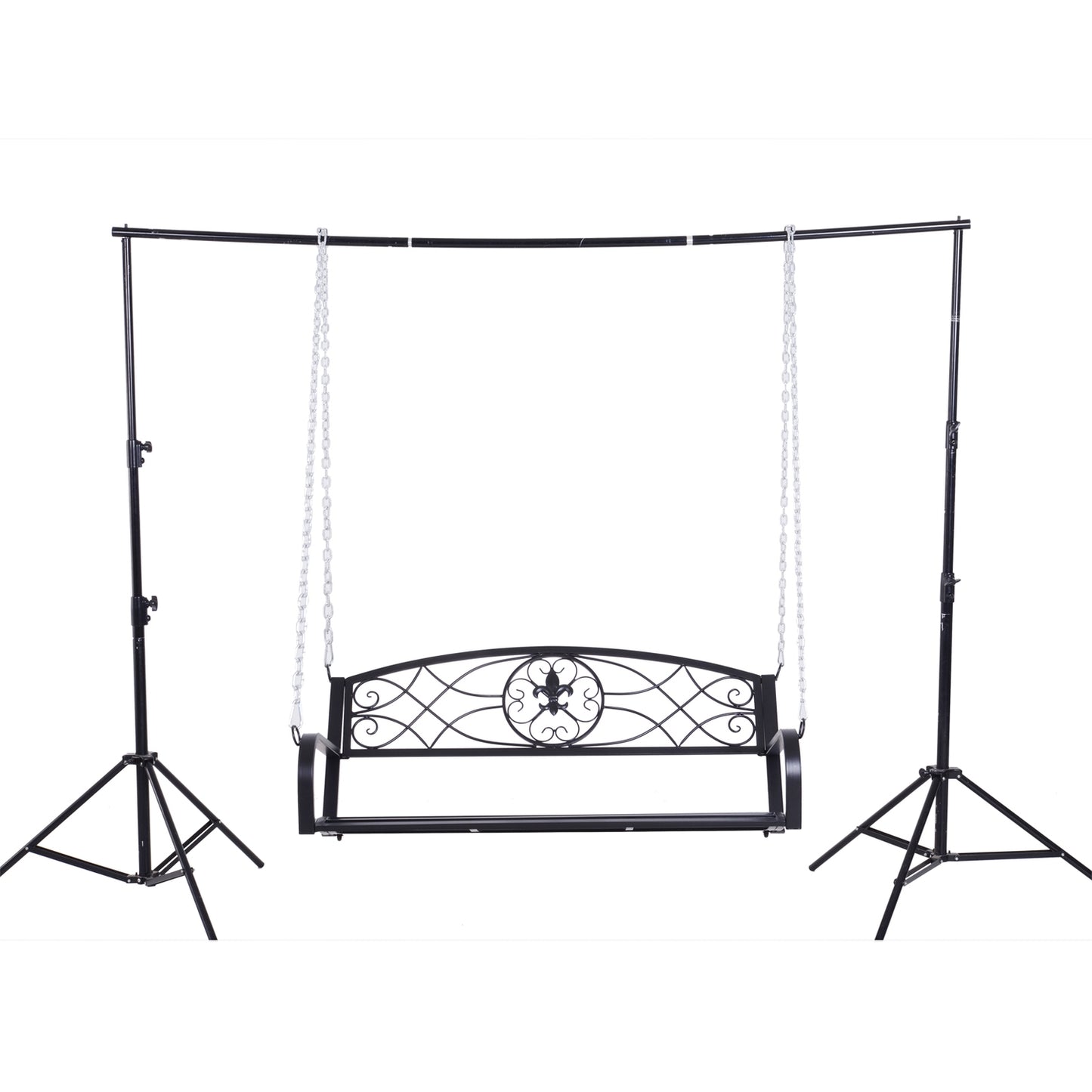 Weather Resistant 2 Seater Garden Swing With Chains - Black