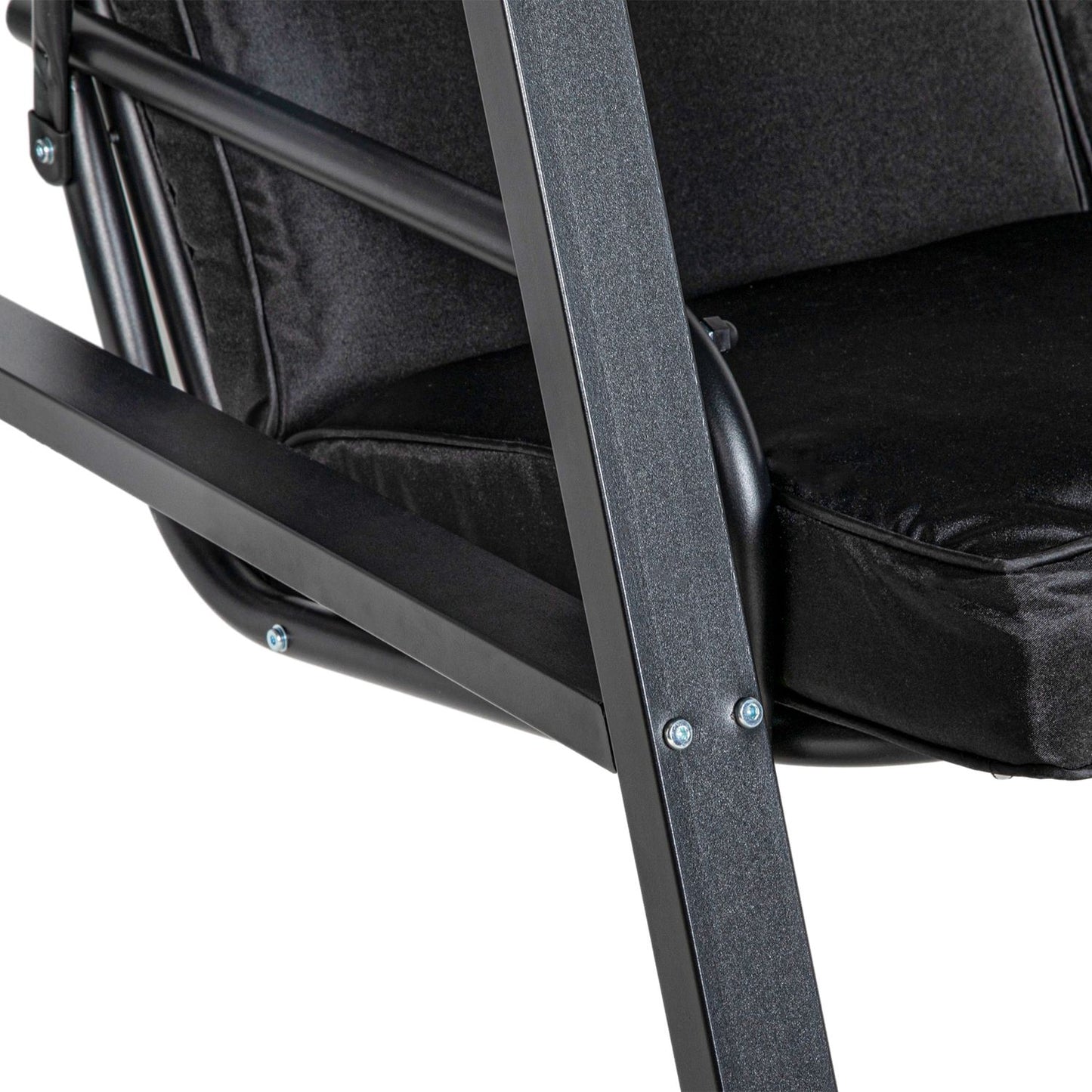 2-seat garden swing with cushion and adjustable roof, black