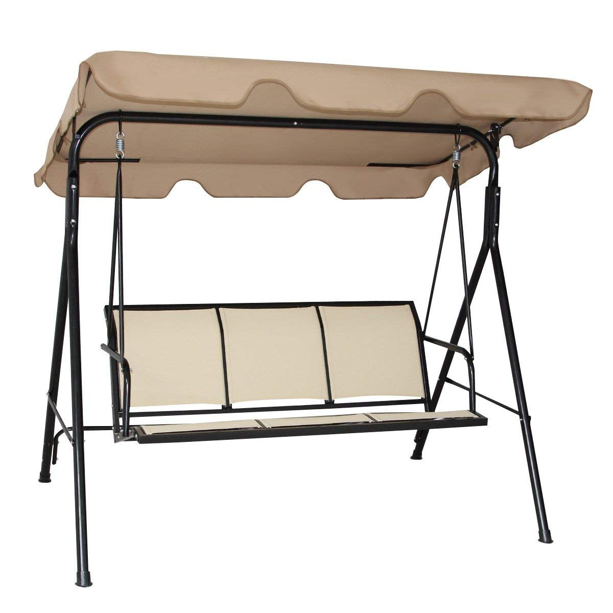 Hollywood swing garden swing swing bench garden lounger with sun canopy 3-seater brown