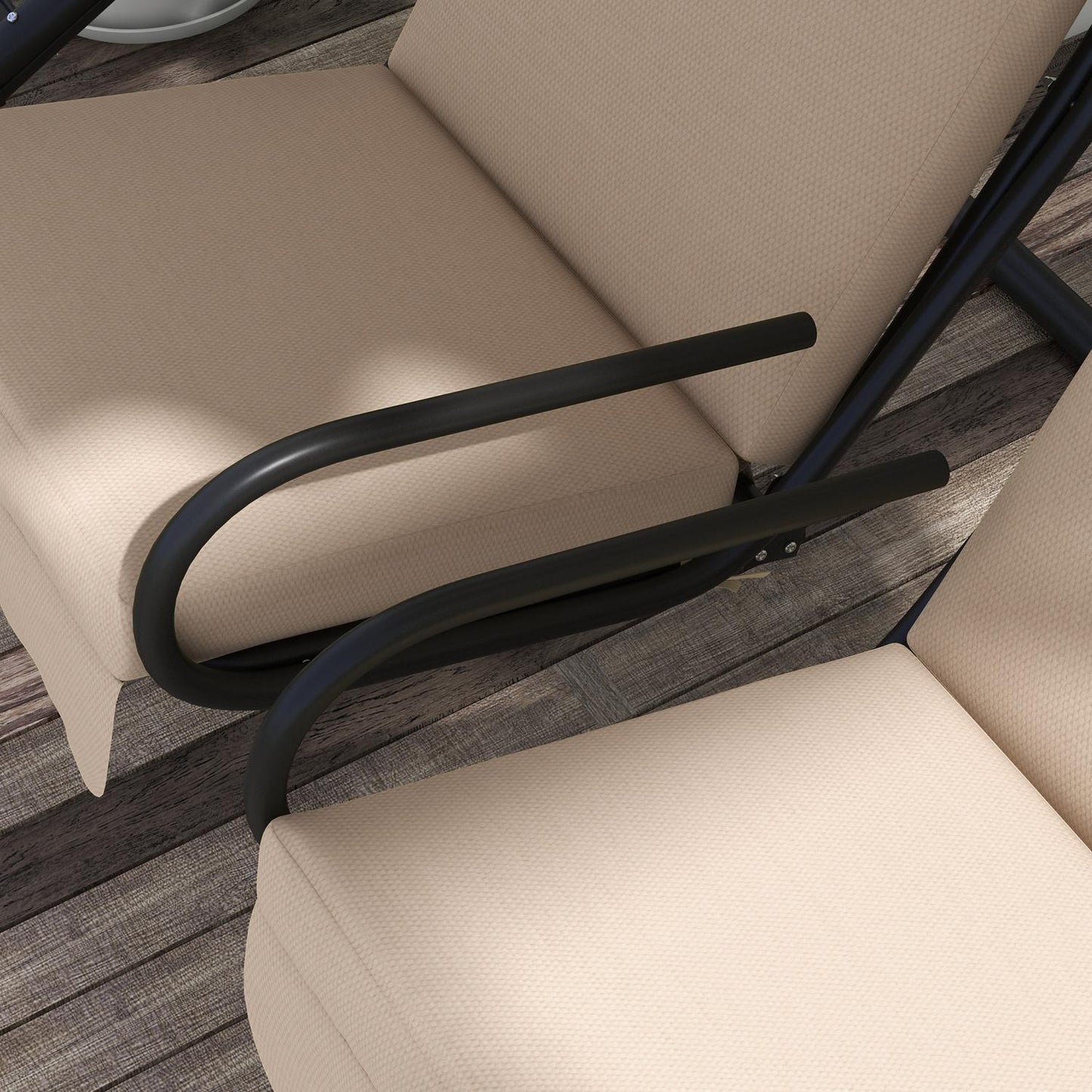 2-seat garden swing with canopy & cup holder, beige