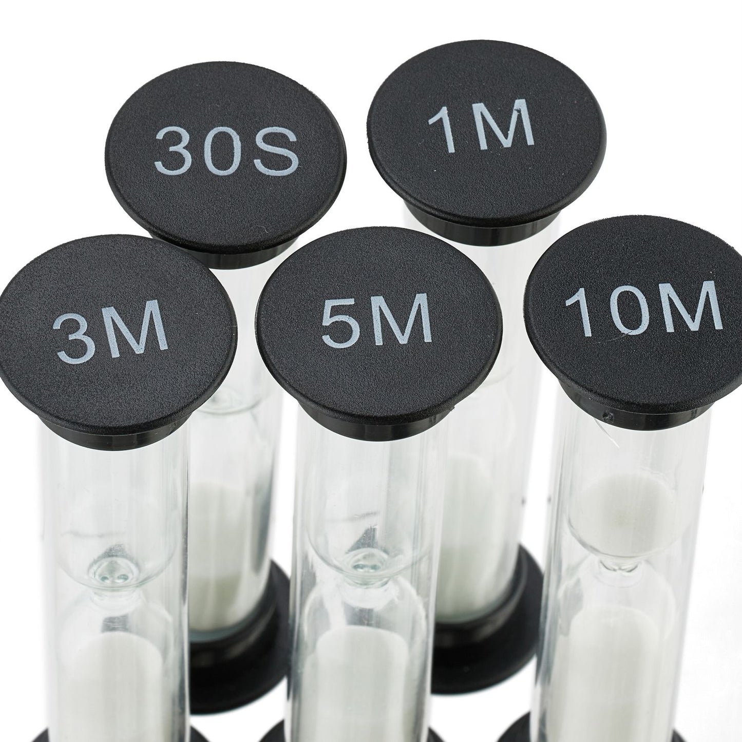 Hourglass Set, 5 Pieces, Black, Various Runtimes