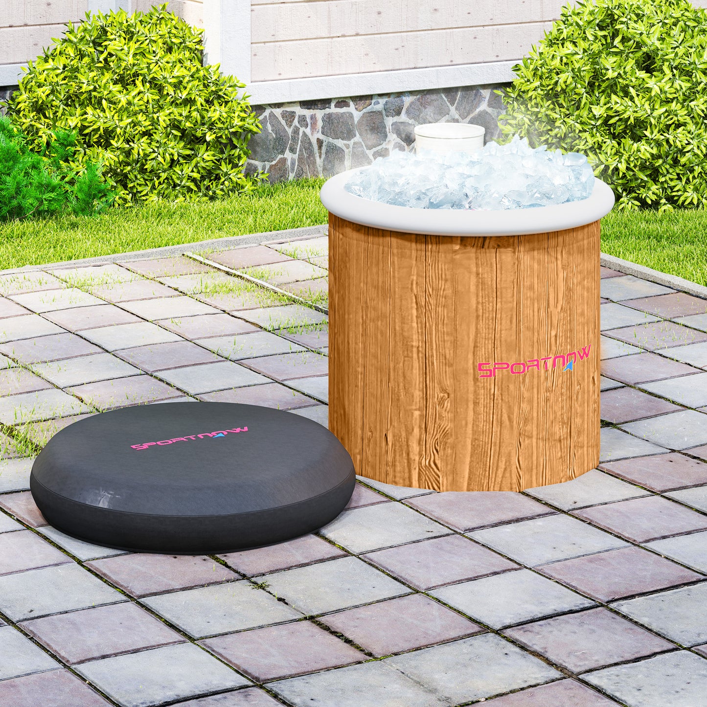 Inflatable 300L ice bath - lid, pump and bag included