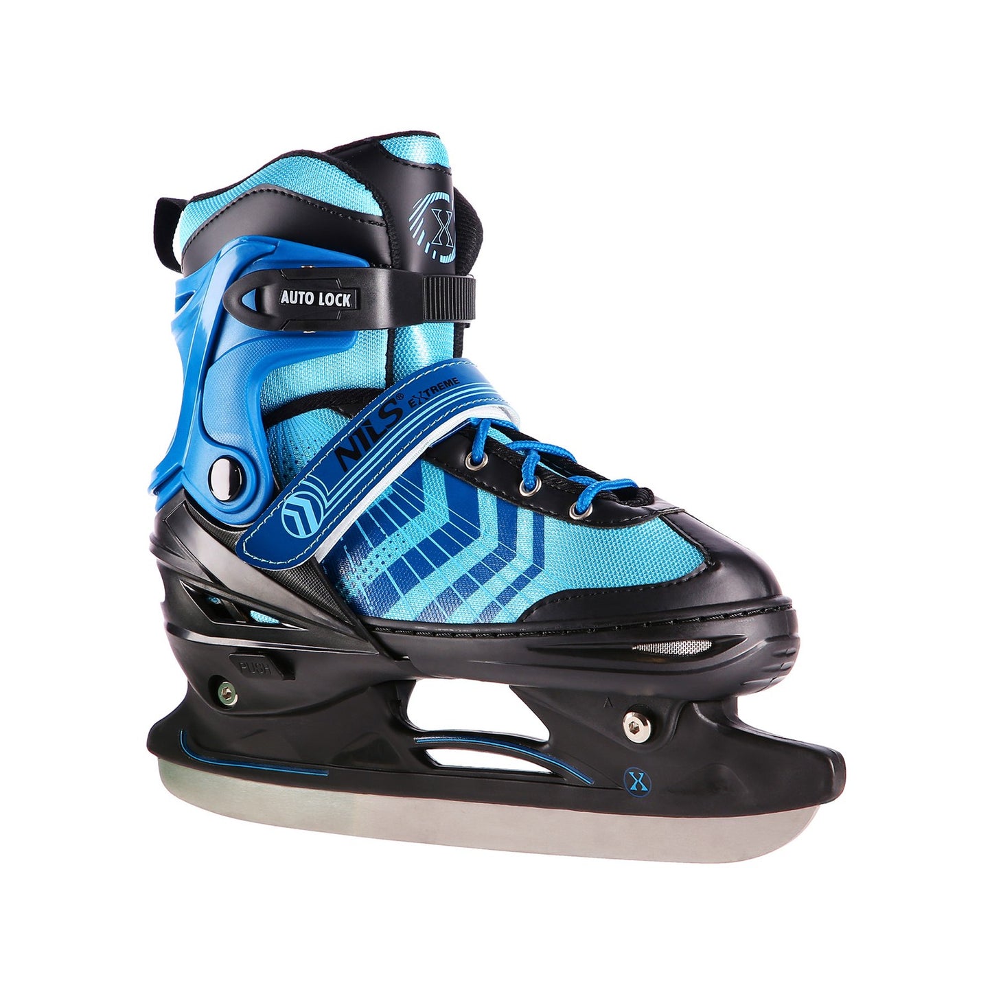 In-Line & Hockey Ice Skates, 4-in-1, Black-Blue, Size S