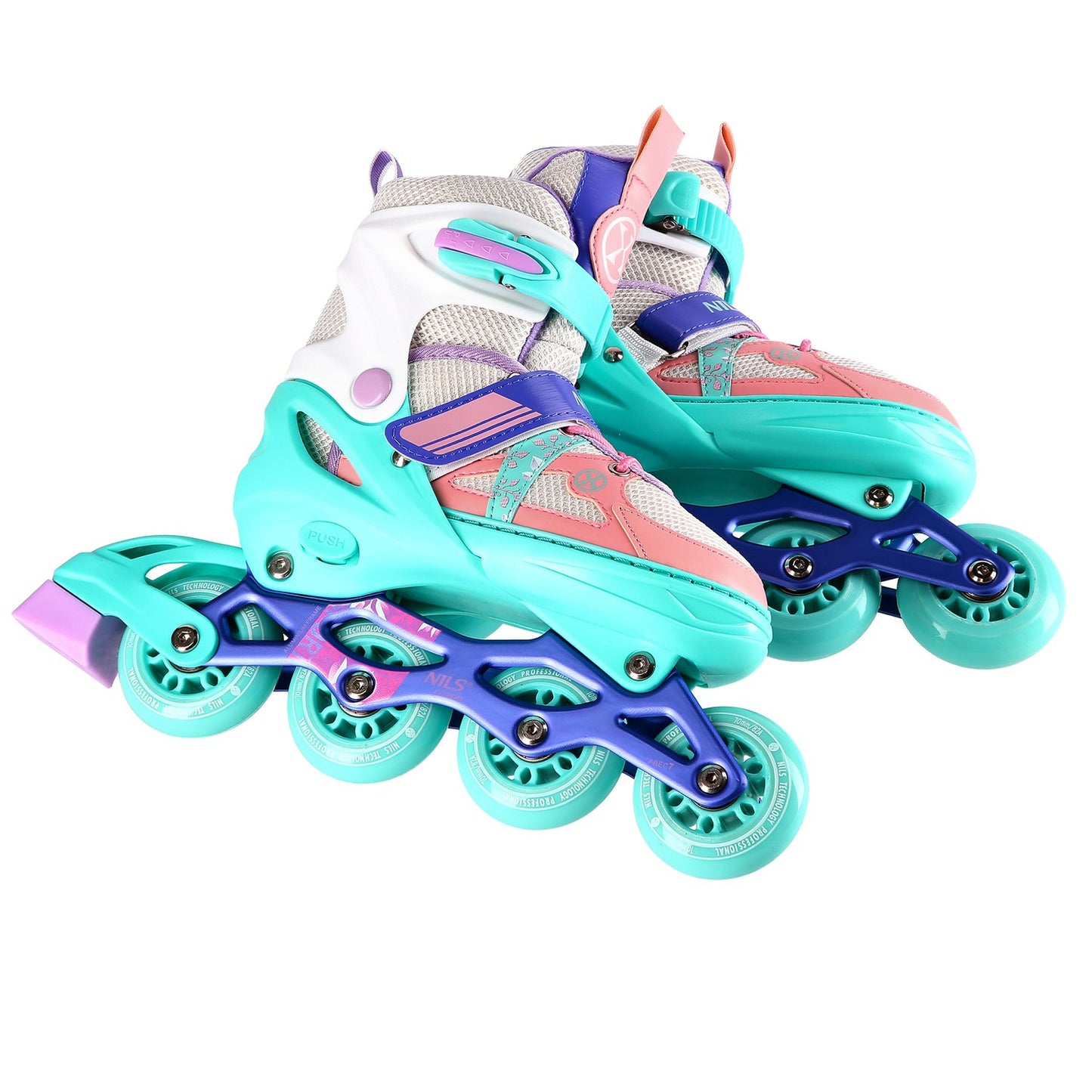 In-Line Skates, White-Mint, Size S (31-34)