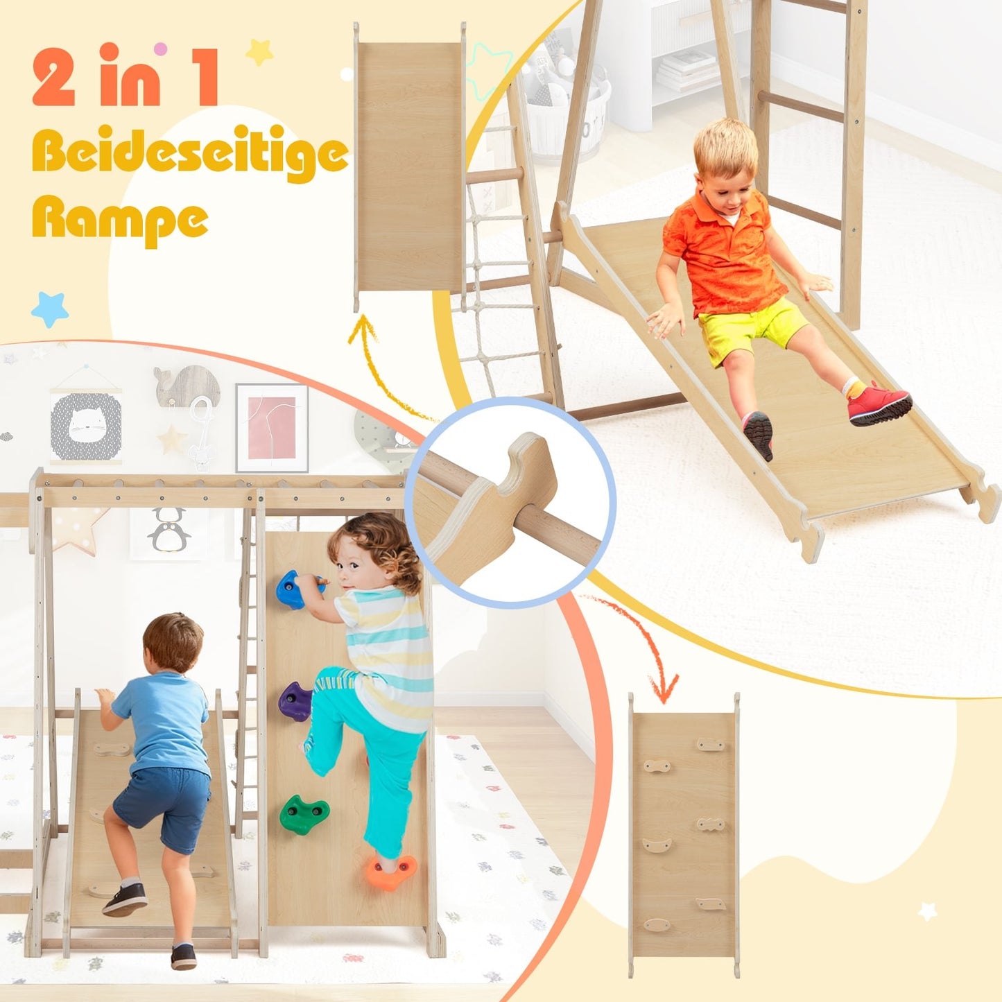 Indoor Jungle Gym Playground with Slide & Climbing Wall