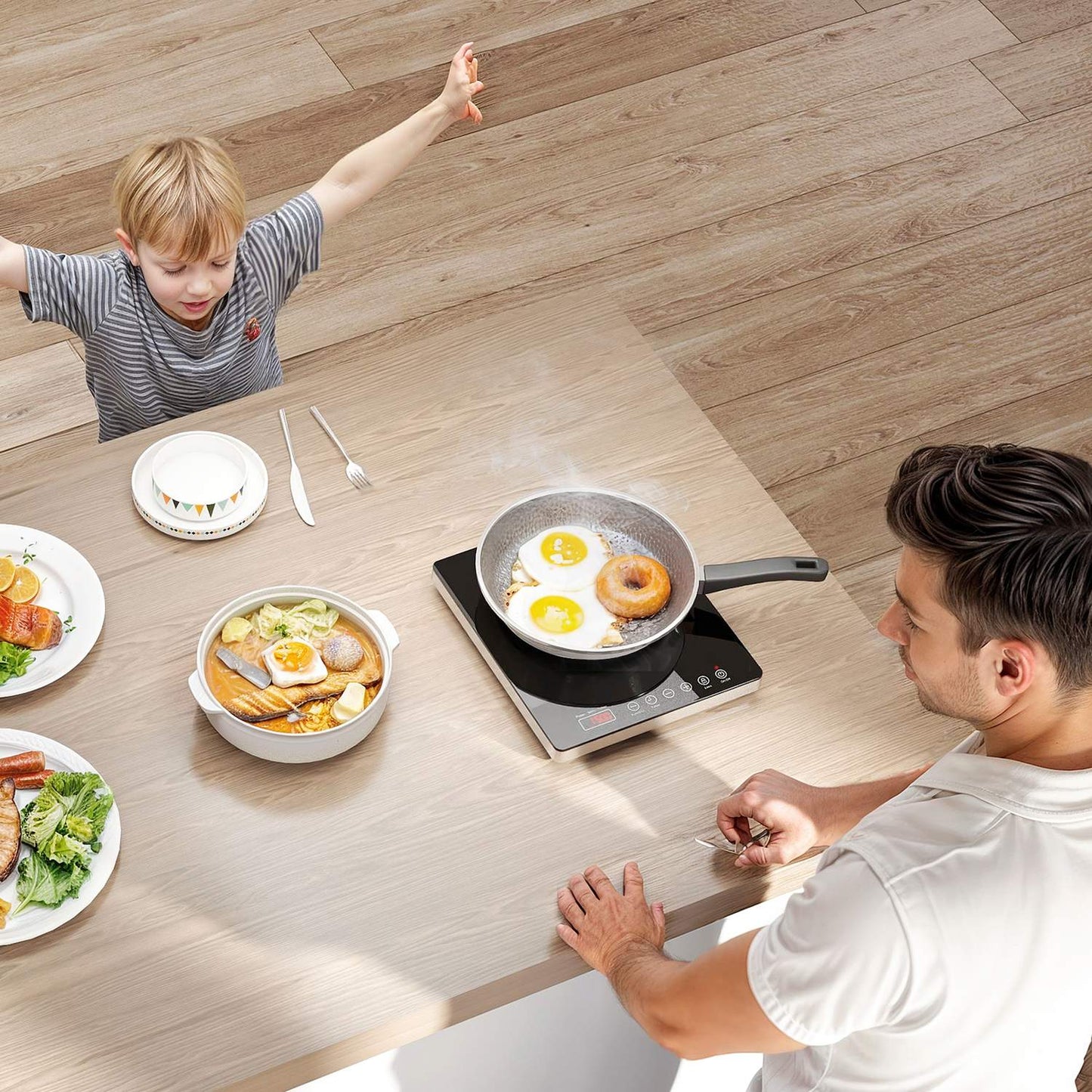 Portable single induction hob, 2000W, 10 power levels, black