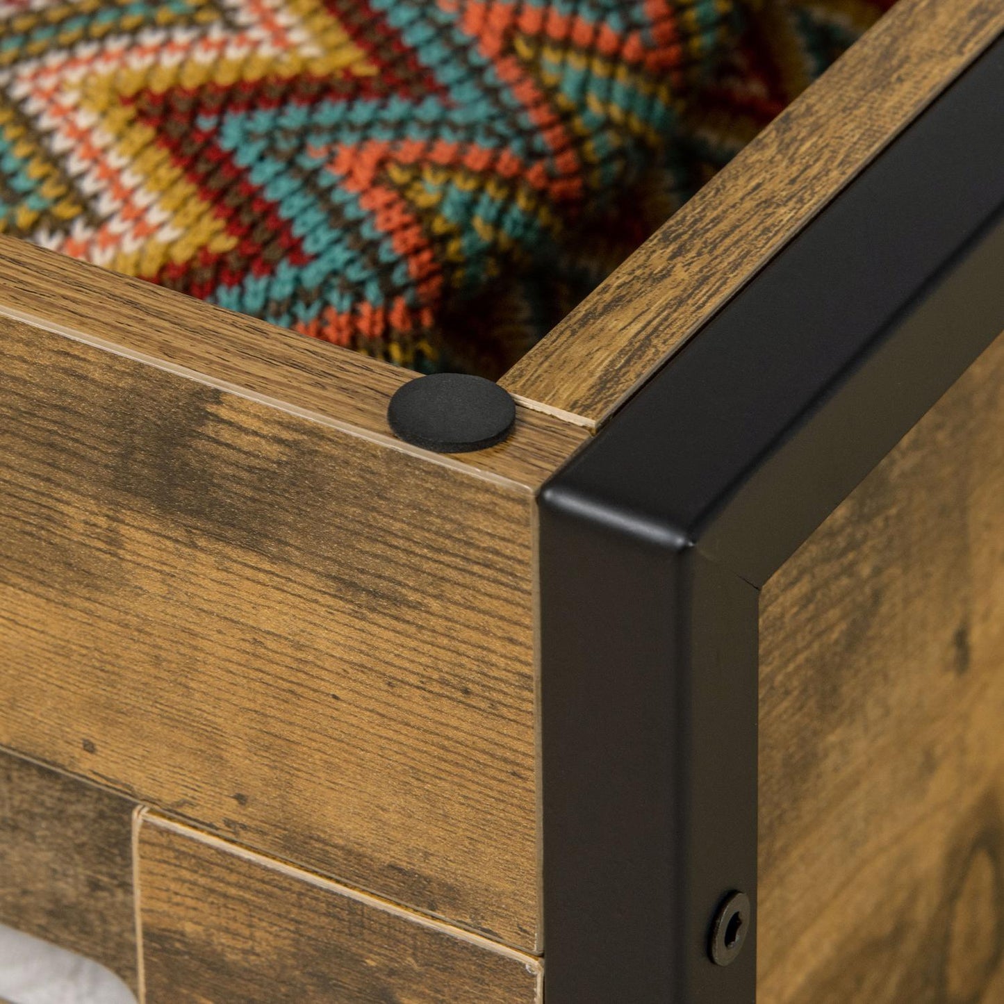 Rustic brown steel storage box with lid for the home
