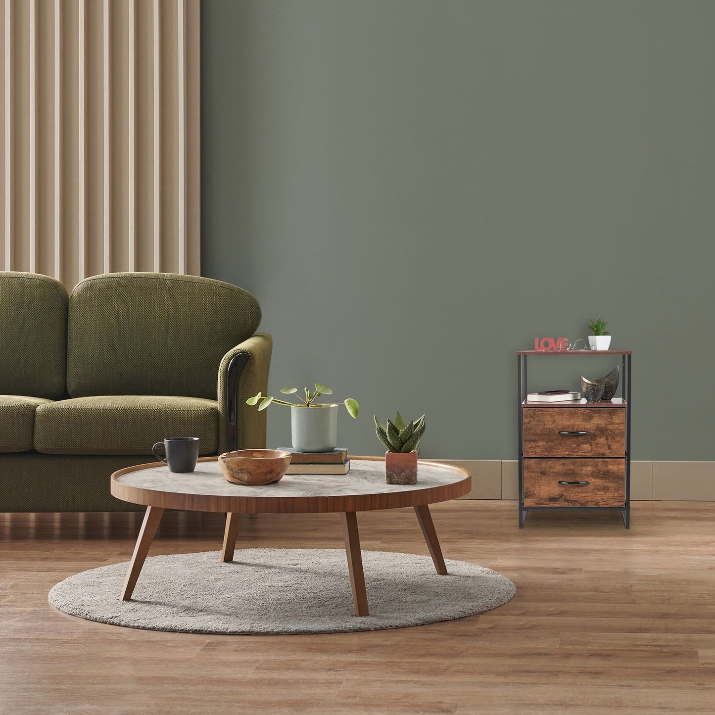 Industrial Style Night Stand with Drawer