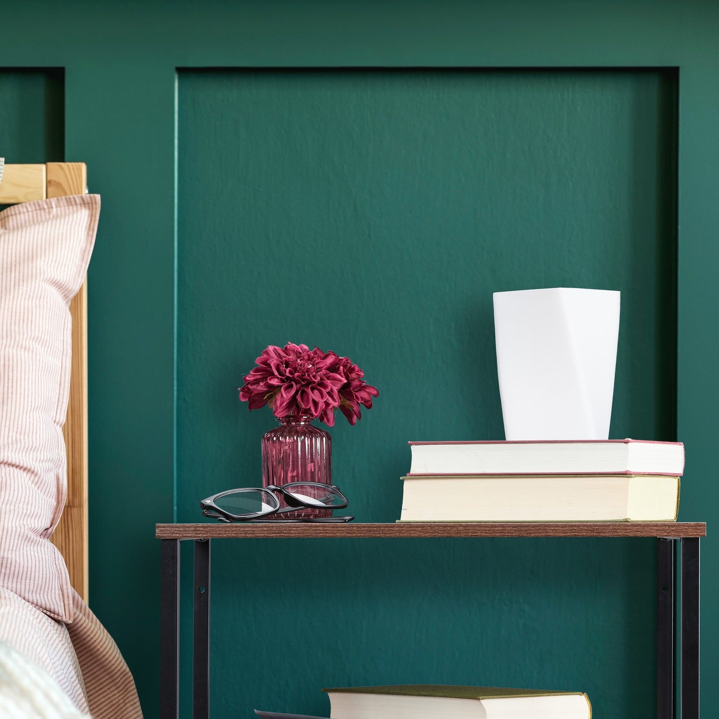 Industrial bedside table with drawer