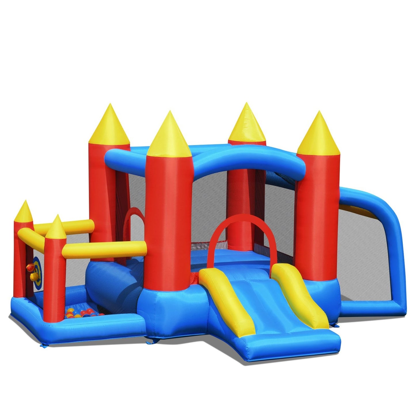 Inflatable Bouncy Castle +450W Blower with Slide Ocean Balls 350 x 275 x 196 cm Colorful