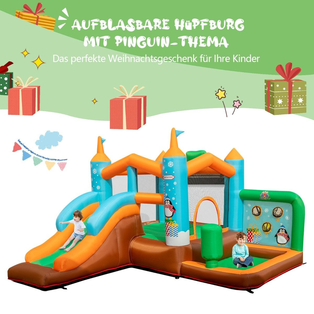 Inflatable Bouncy Castle Penguin Inflatable Castle (Without Blower)