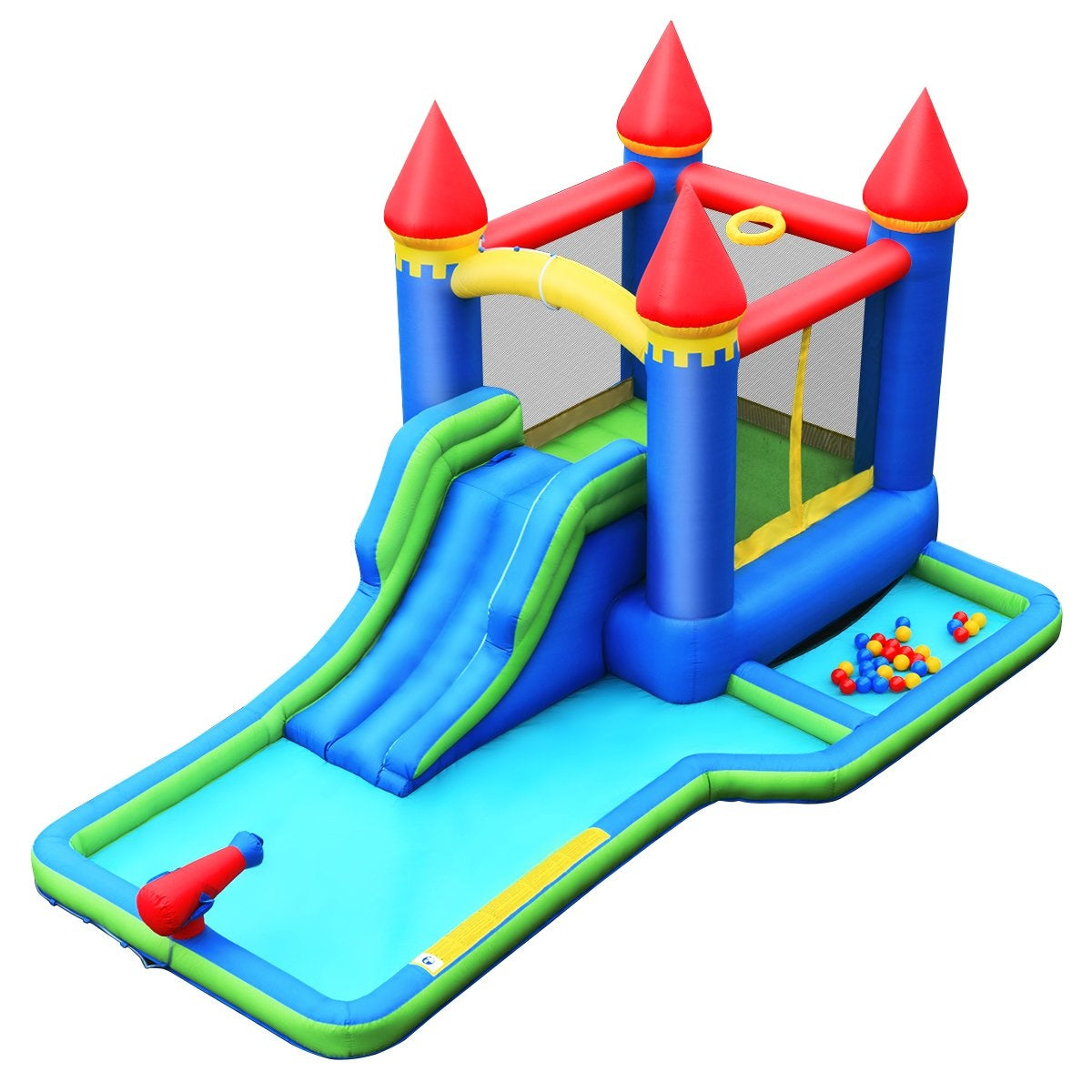 Inflatable Bouncy Castle Water Slide Park with Blower High Quality Oxford Fabric 480 x 280 x 230 cm Colorful