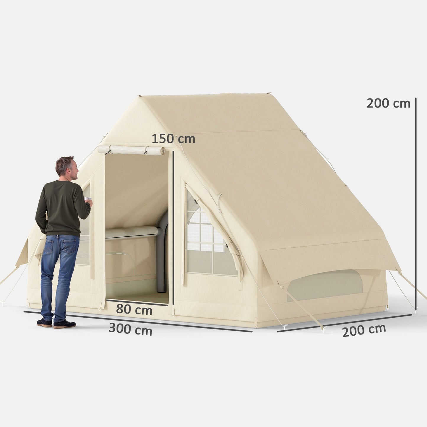 Inflatable camping tent for 3 - Waterproof and windproof 4-season