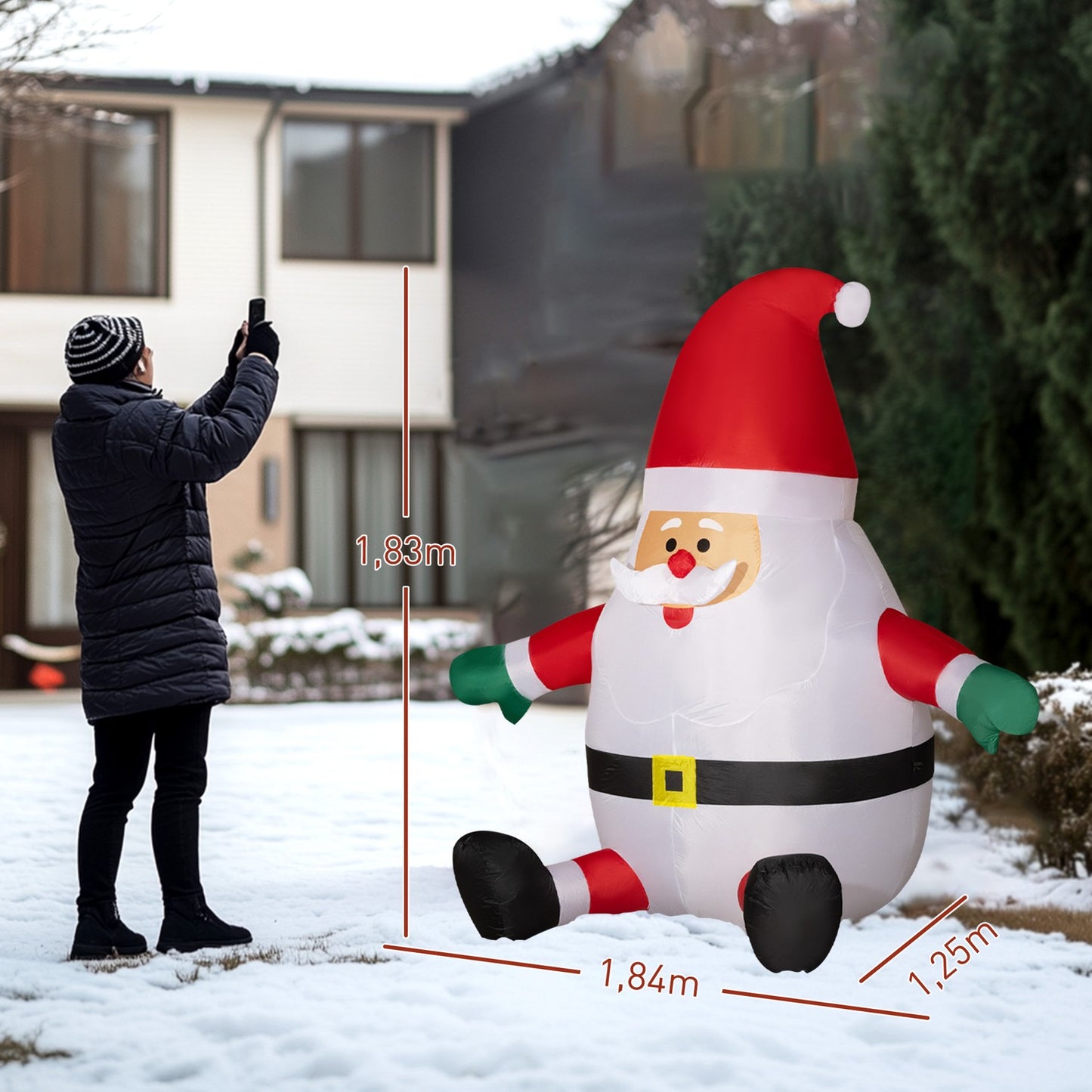 Inflatable 6ft Santa Claus with LED light ball for outdoor use