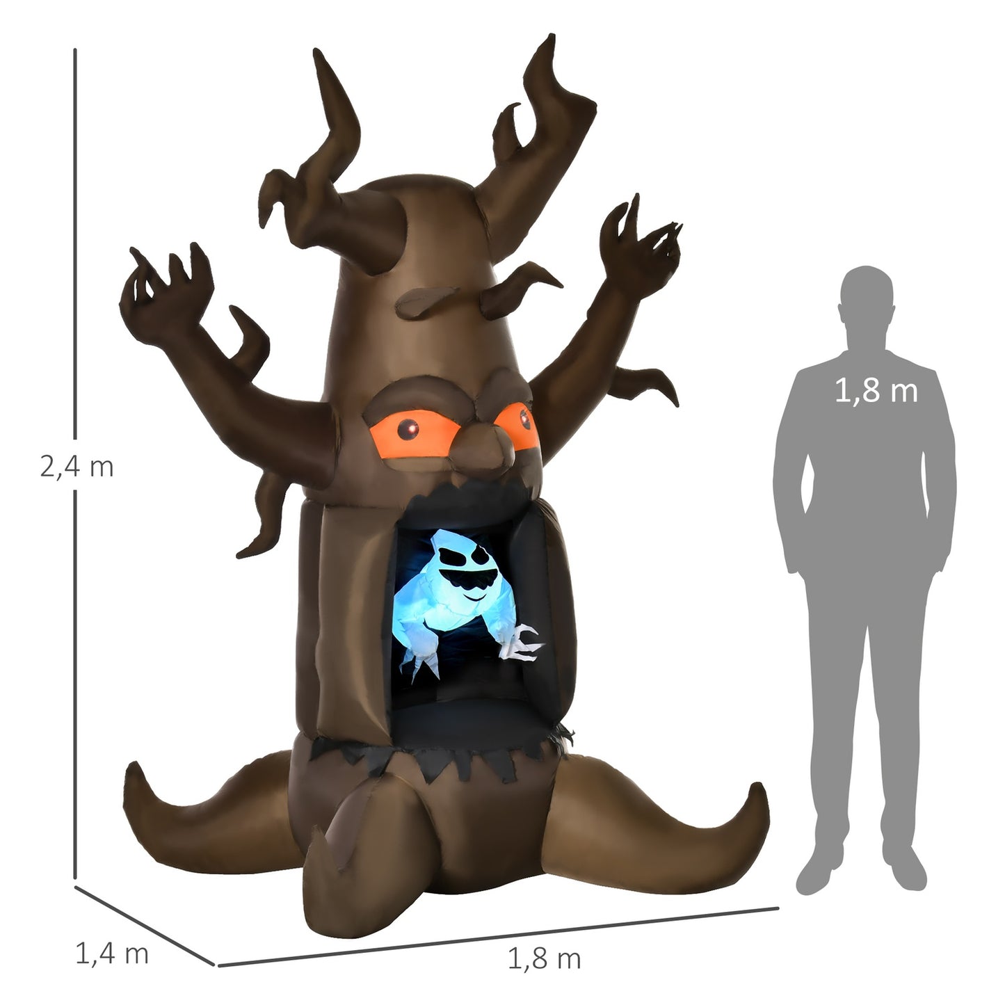 Inflatable Halloween ghost tree with lights, 180x140x240 cm