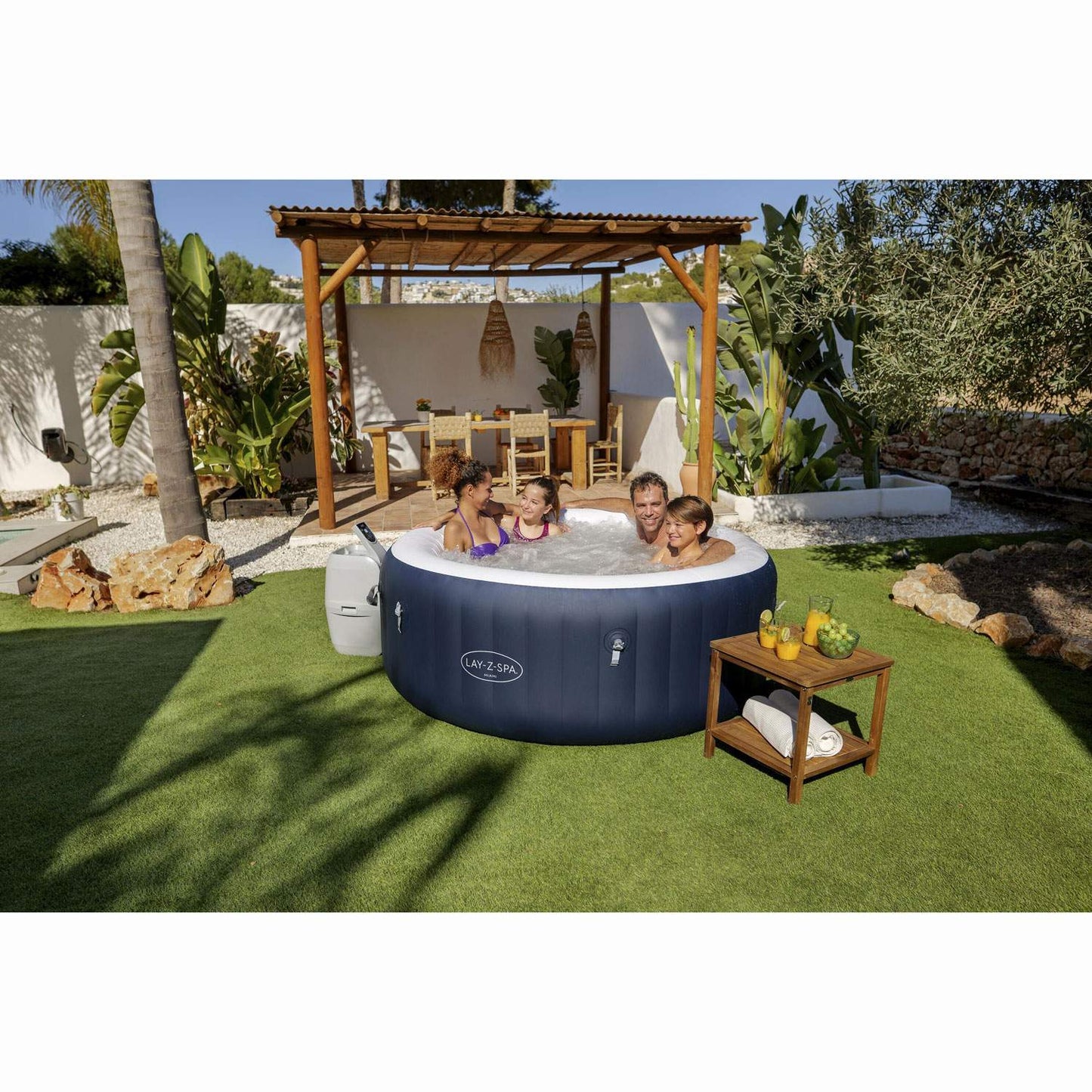 Inflatable Hot Tub, 4-Person, Energy Efficient, 120 Jets