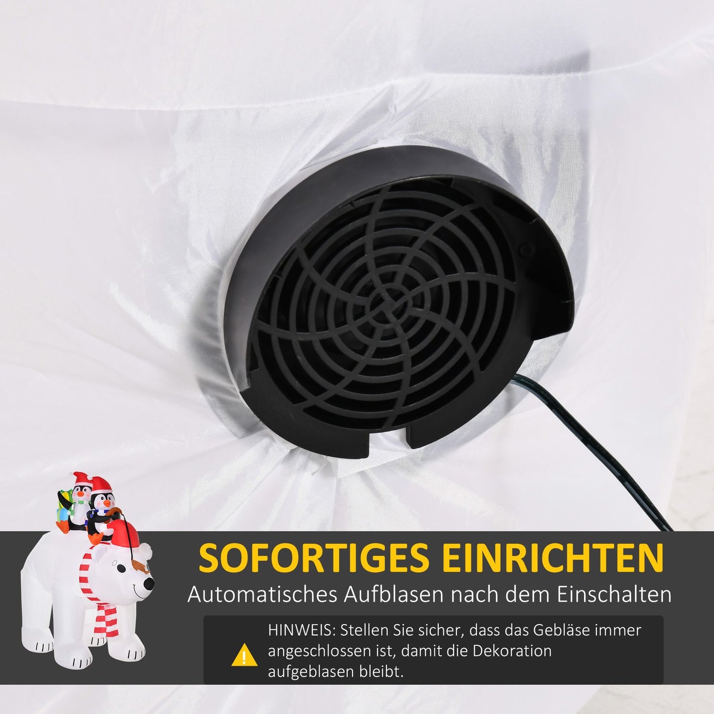 Inflatable Polar Bear and Penguins Christmas Decoration, 2.1M - Weatherproof and Illuminated