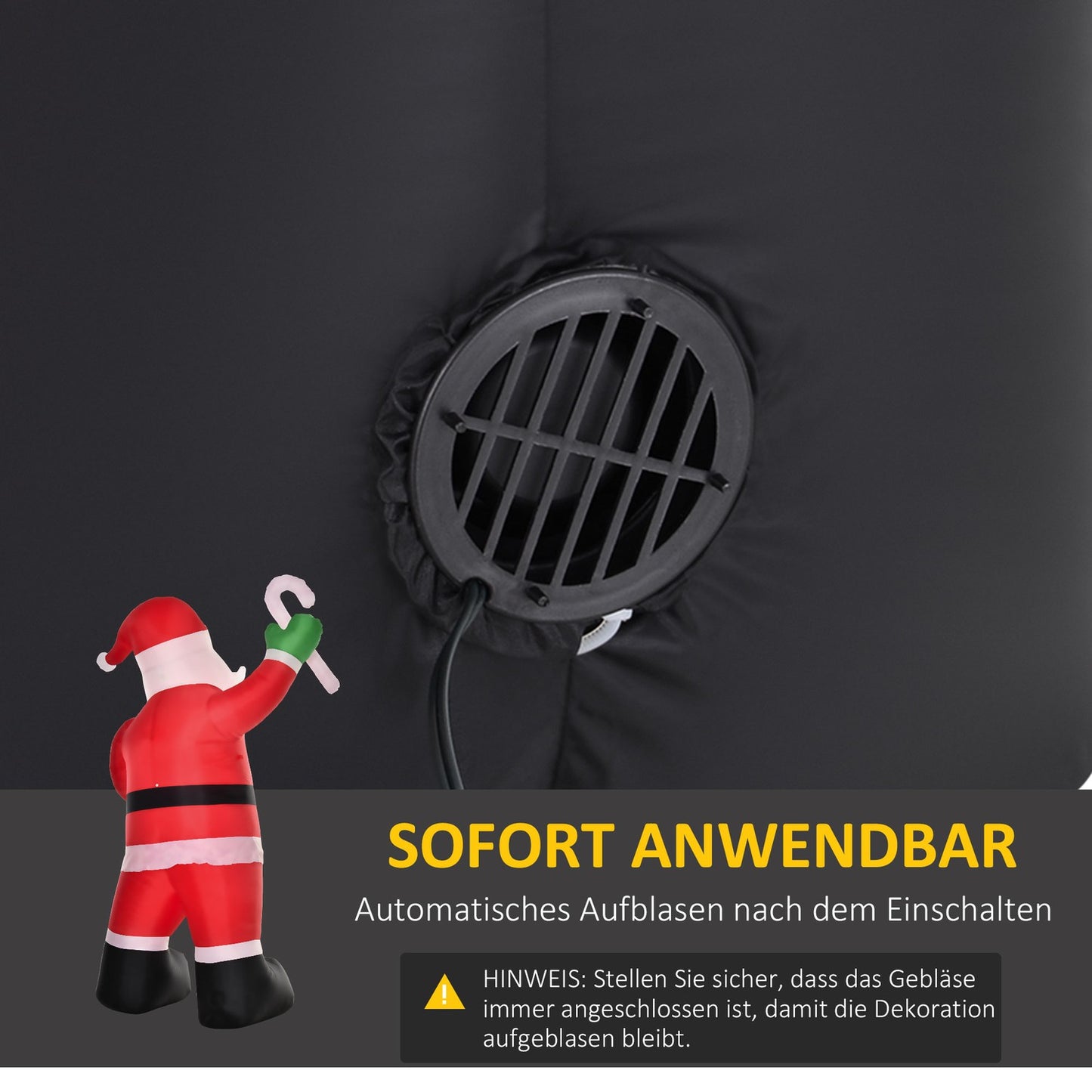 Inflatable Santa With Candy Cane LED, 250cm