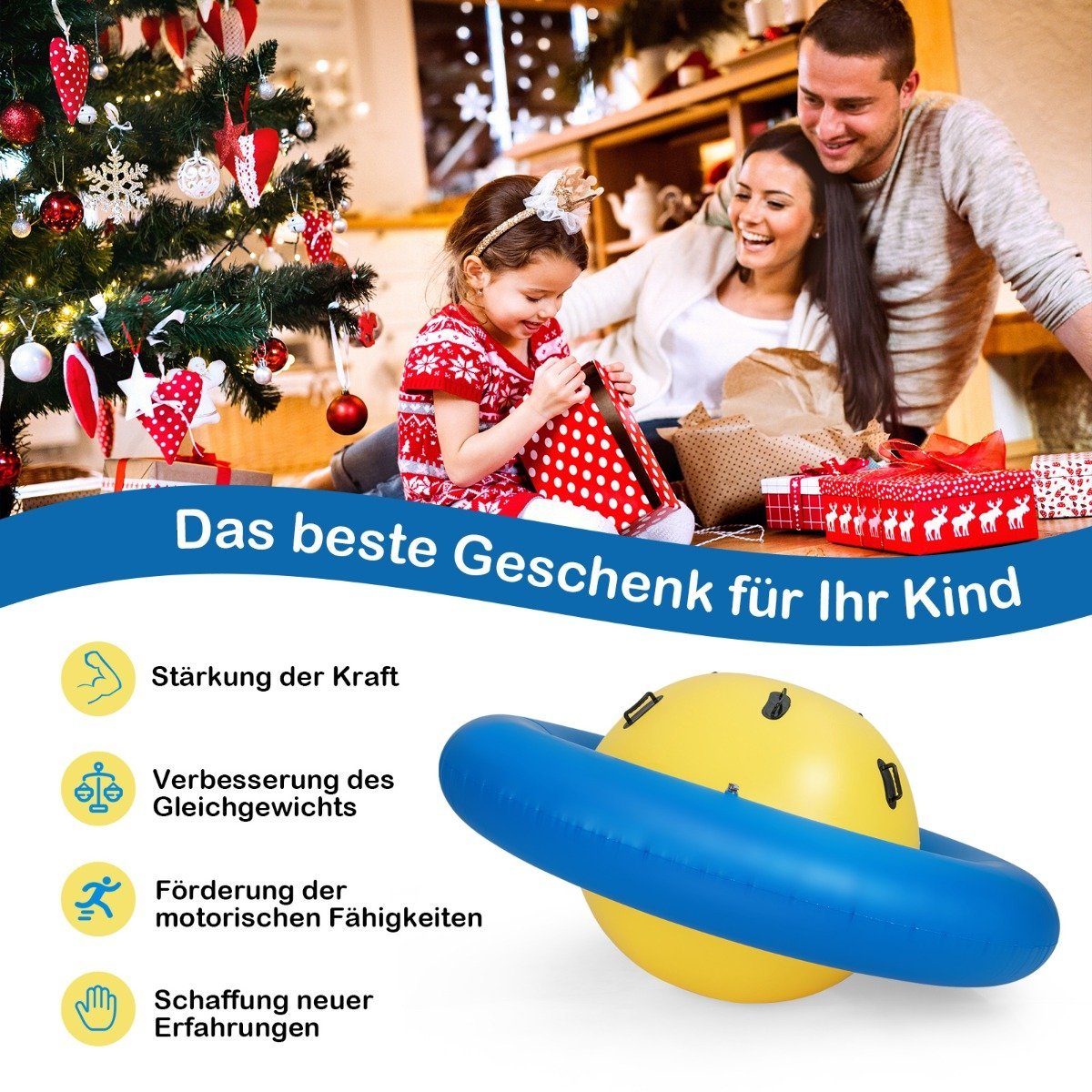 Inflatable dome seesaw for rolling & tilting & climbing & bouncing children's seesaw yellow + blue