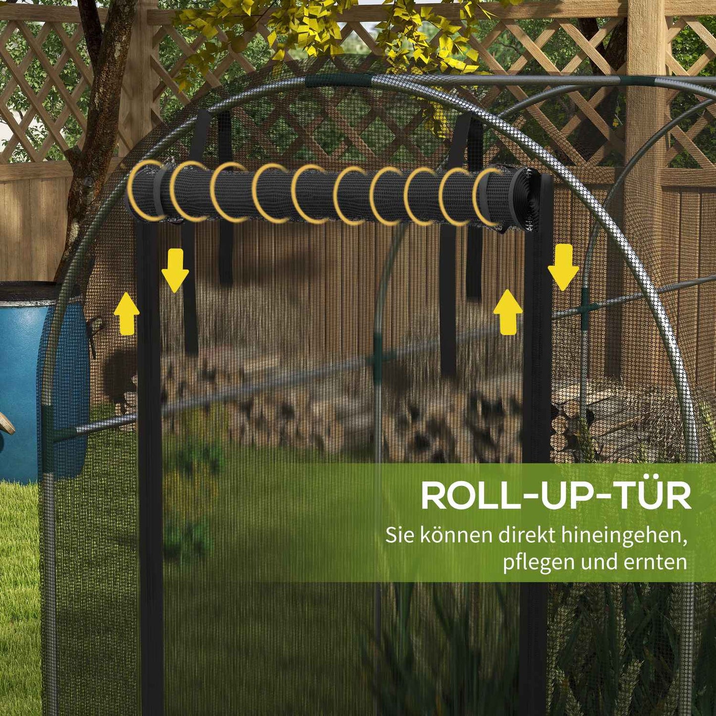Garden insect protection net with door, 1.2 x 3.6 m, black HDPE