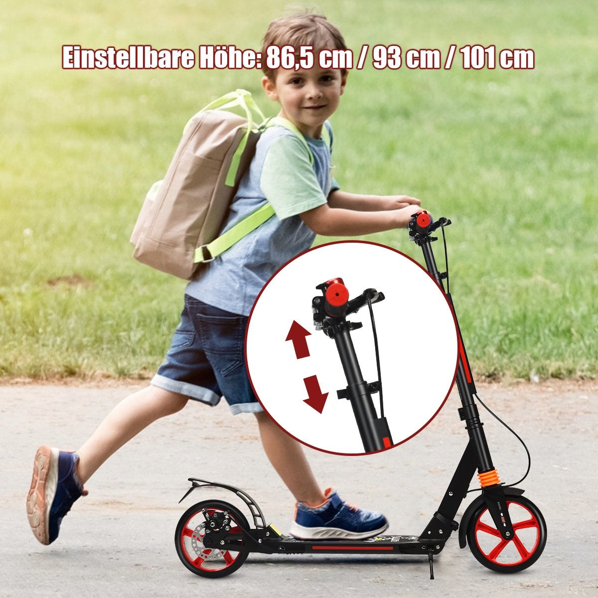 Kickscooter city scooter carrying strap scooter height adjustable kick scooter black