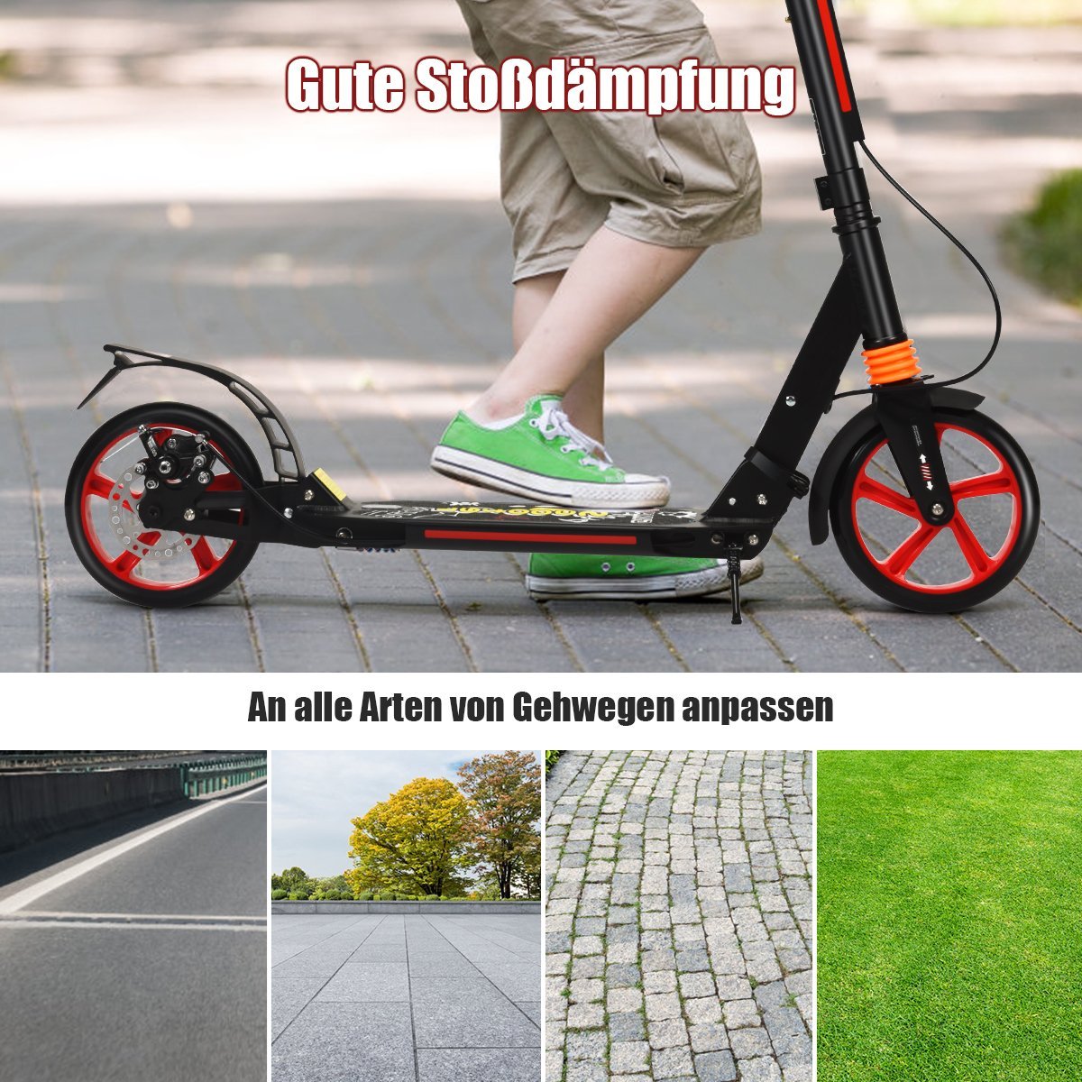 Kickscooter city scooter carrying strap scooter height adjustable kick scooter black