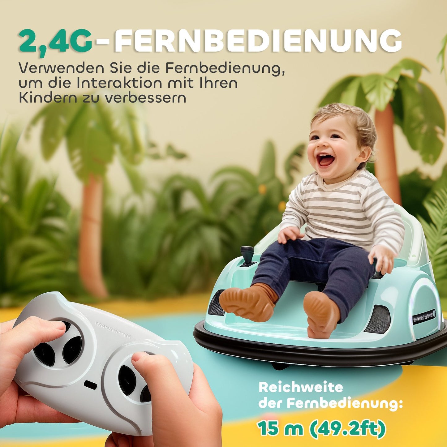 Kids Electric Bumper Car, 360° Spin, 2 km/h, Green