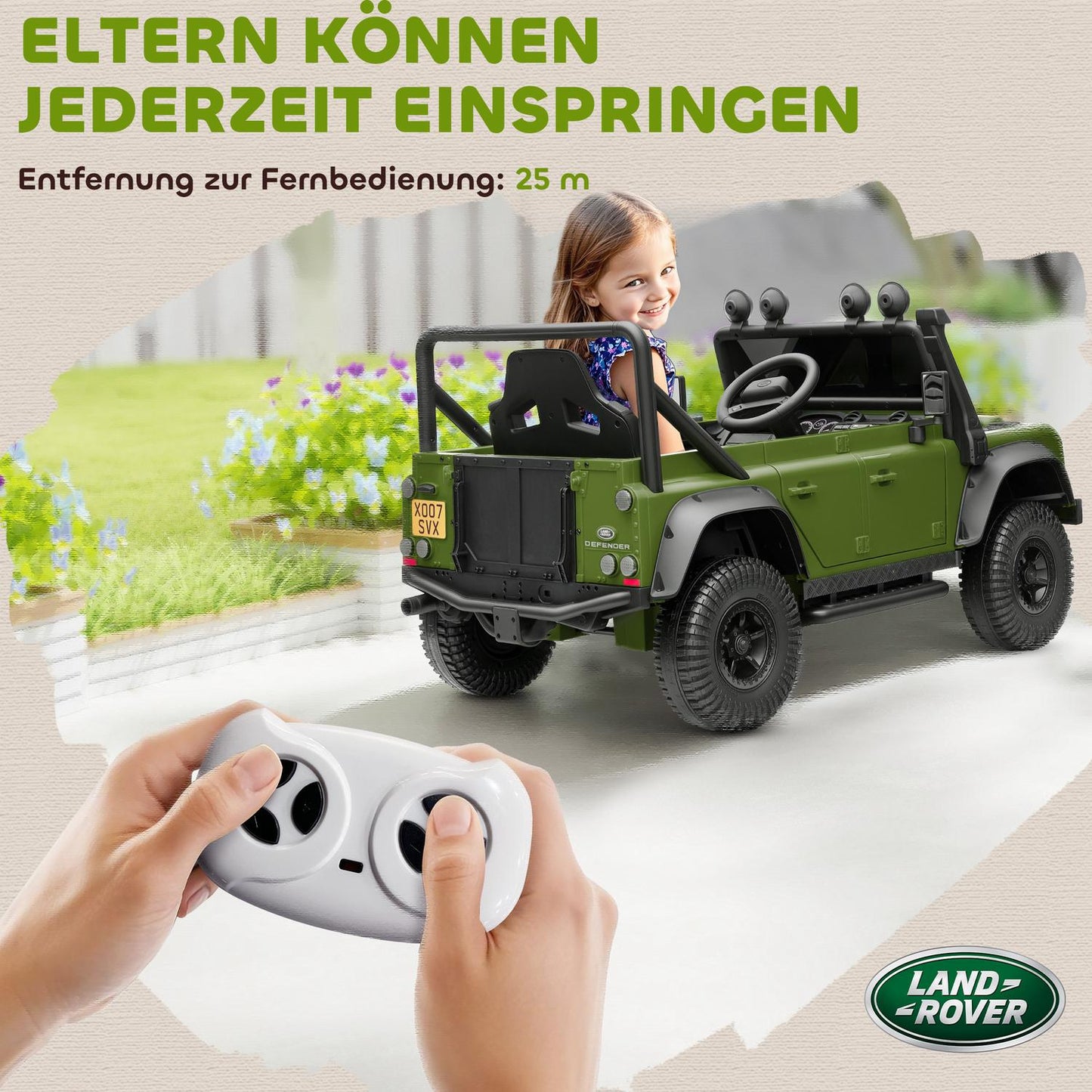 Kids Electric Car, 12V Battery, Remote Control, Green