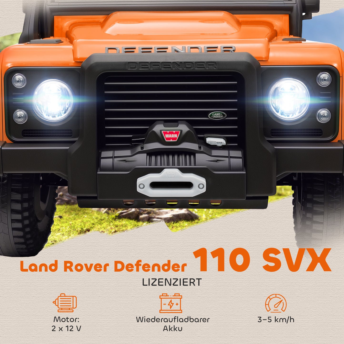 Kids Electric Car, 12V Battery, Remote Control, Orange