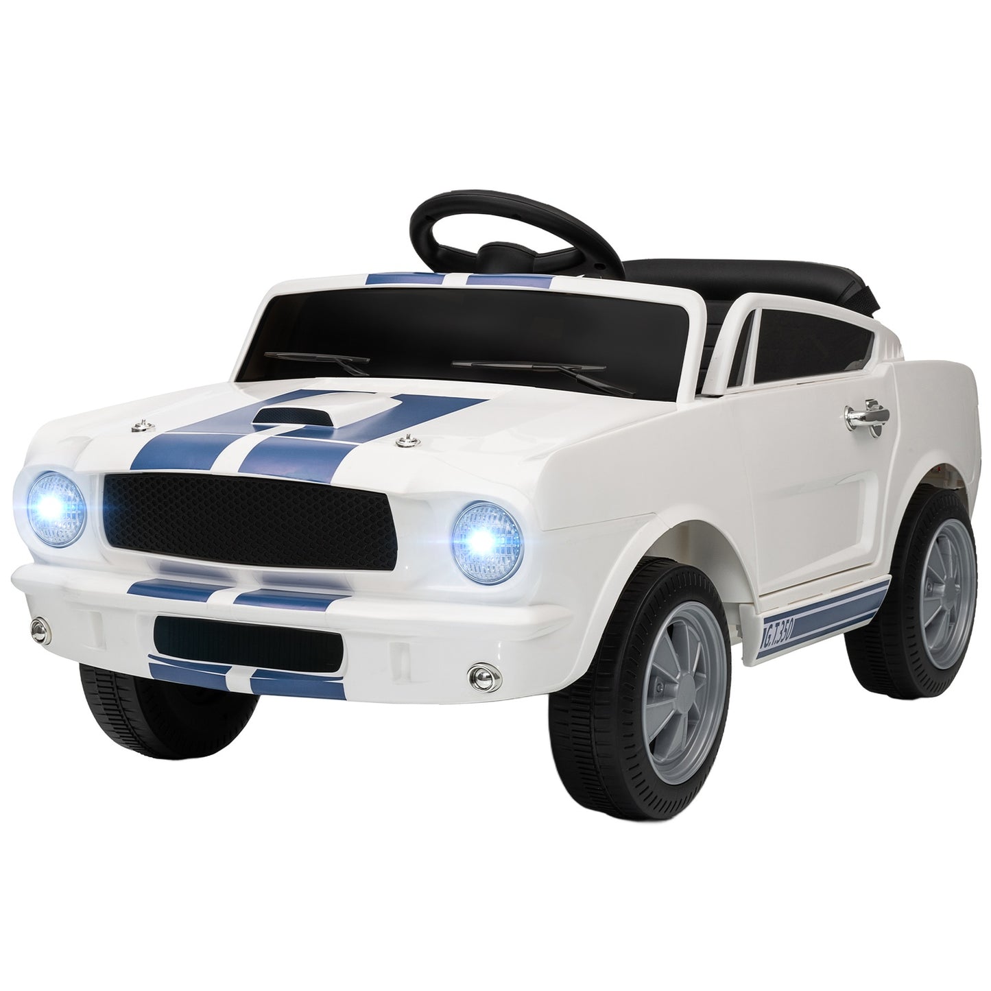 Kids Electric Car 12V with Remote, LED, Music, White