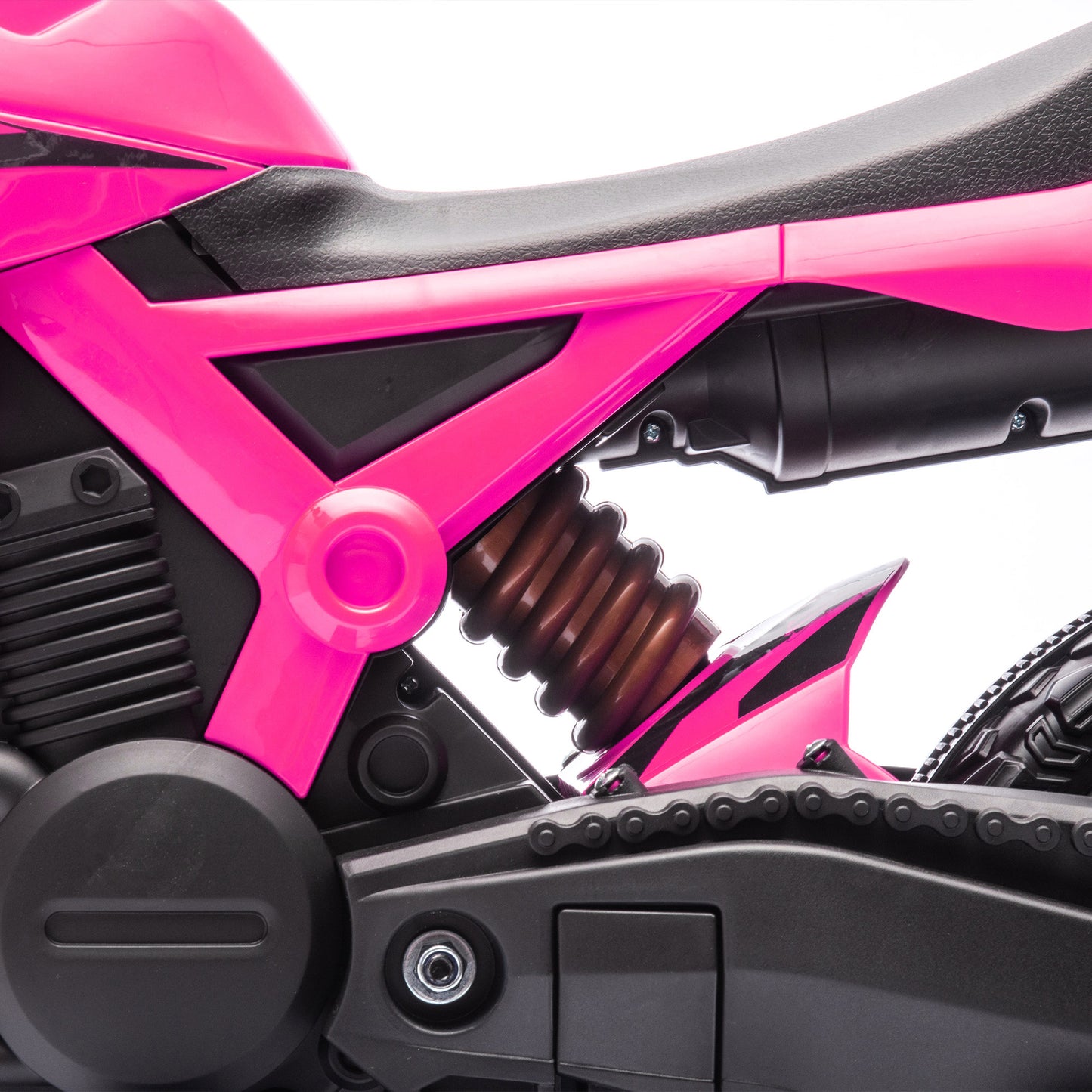 Kids' Electric Motorcycle, 12V, Pink, with Training Wheels
