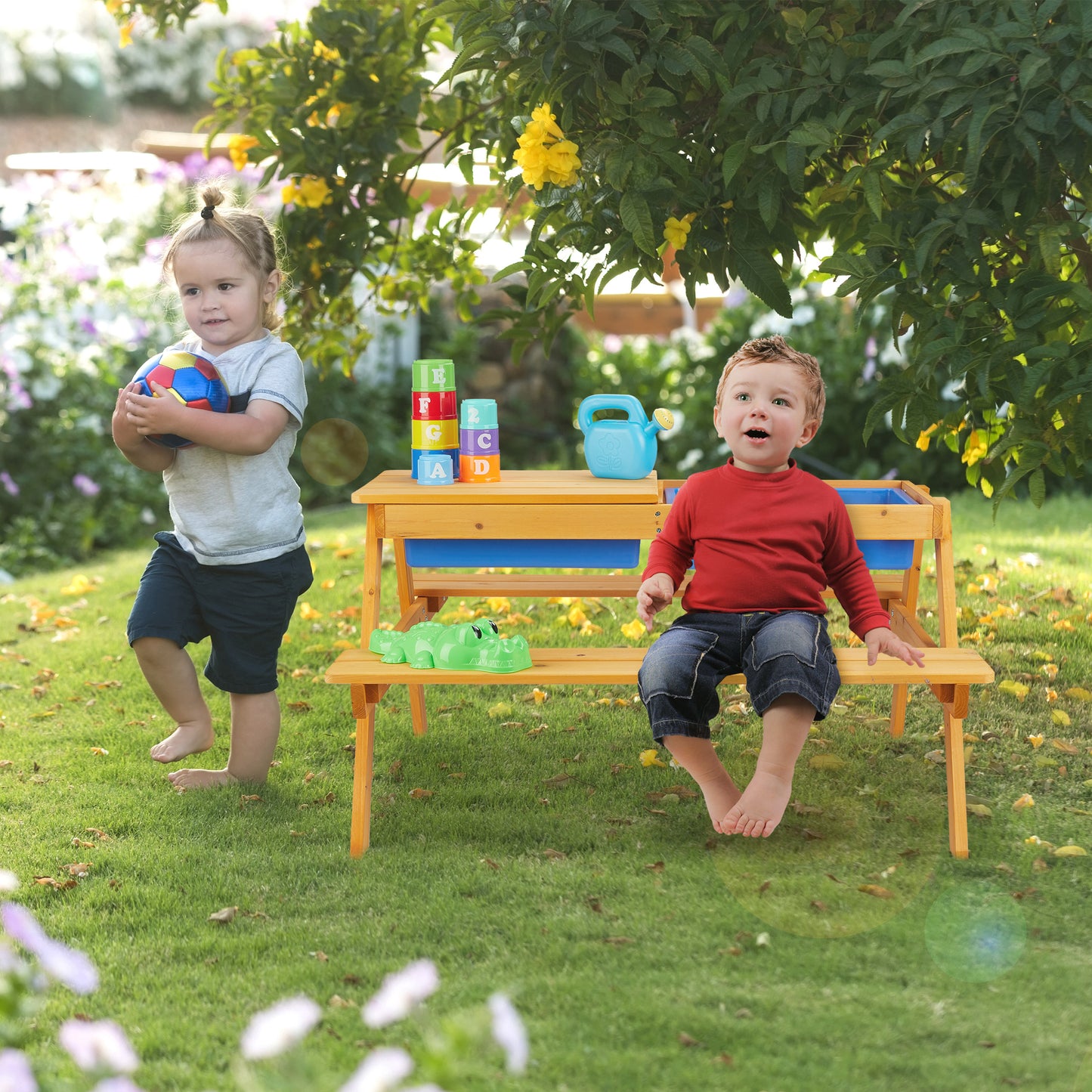 Kids' Picnic Table with Benches in White