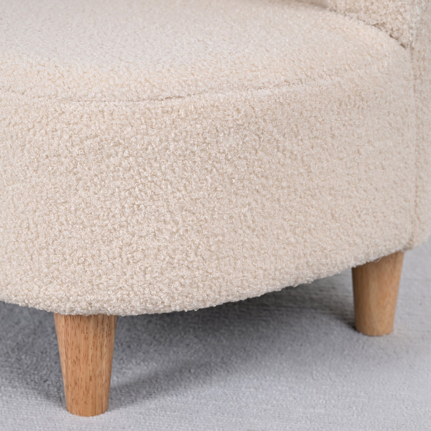 Kids' Plush Chair with Bear Ears, Fleece Cover, Beige