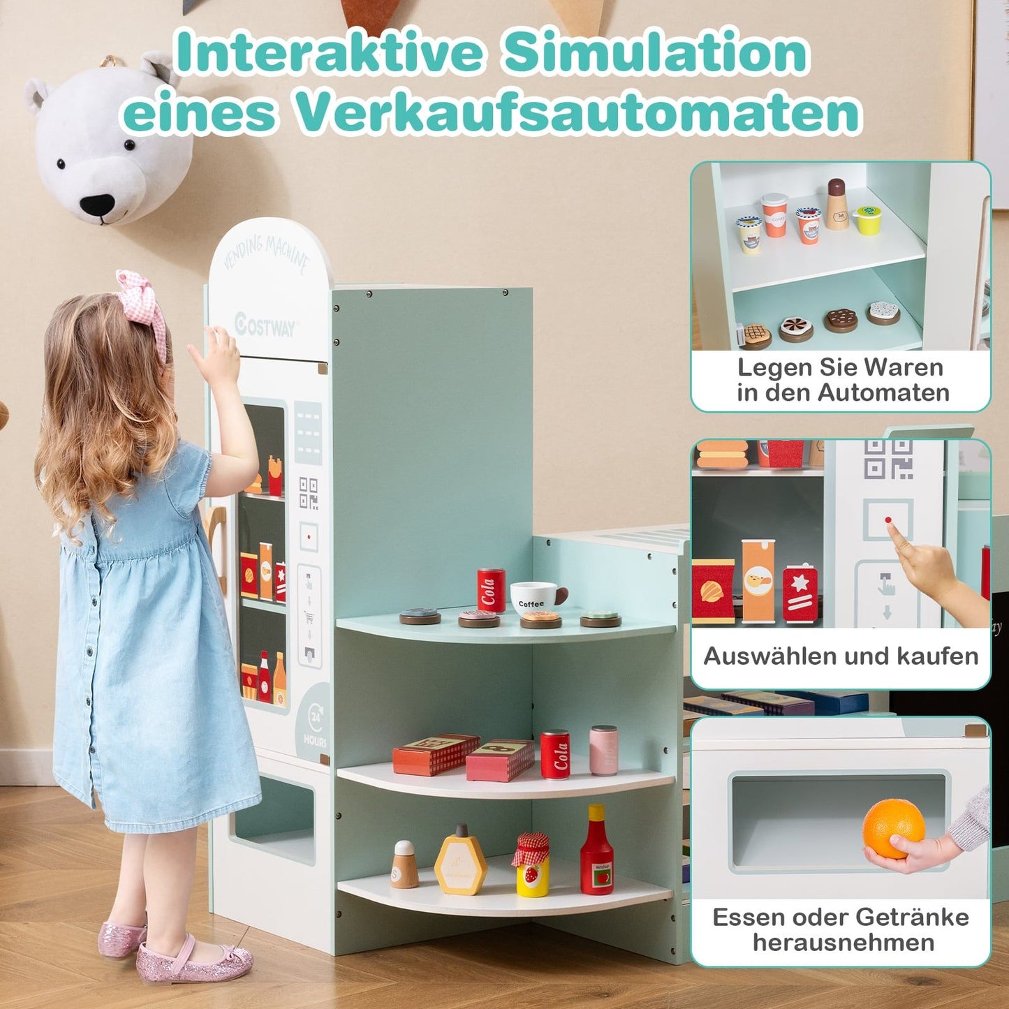 Kids Supermarket Playset with Cash Register & Vending Machine
