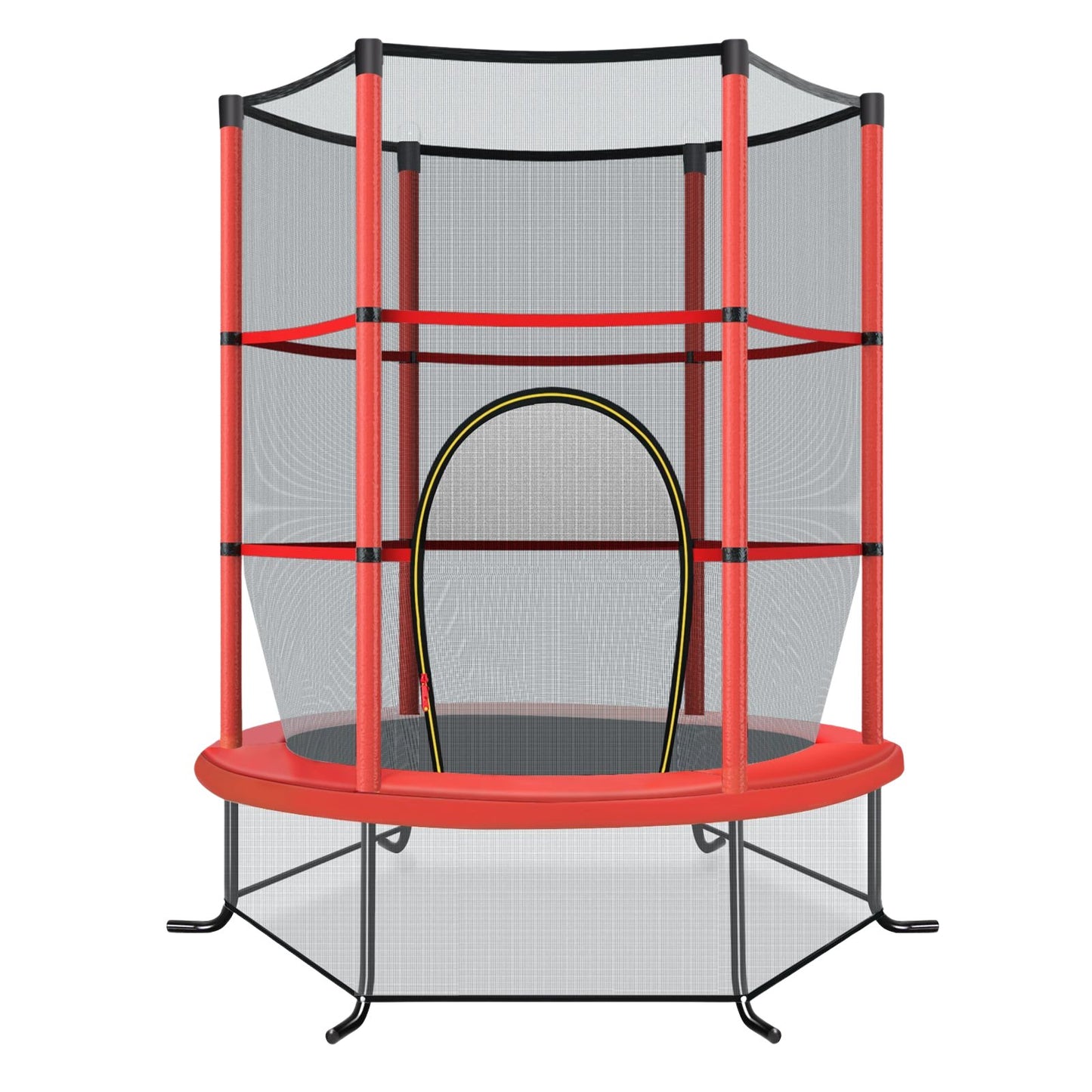 Kids Trampoline with Safety Net, 165cm, 135kg Capacity, Red