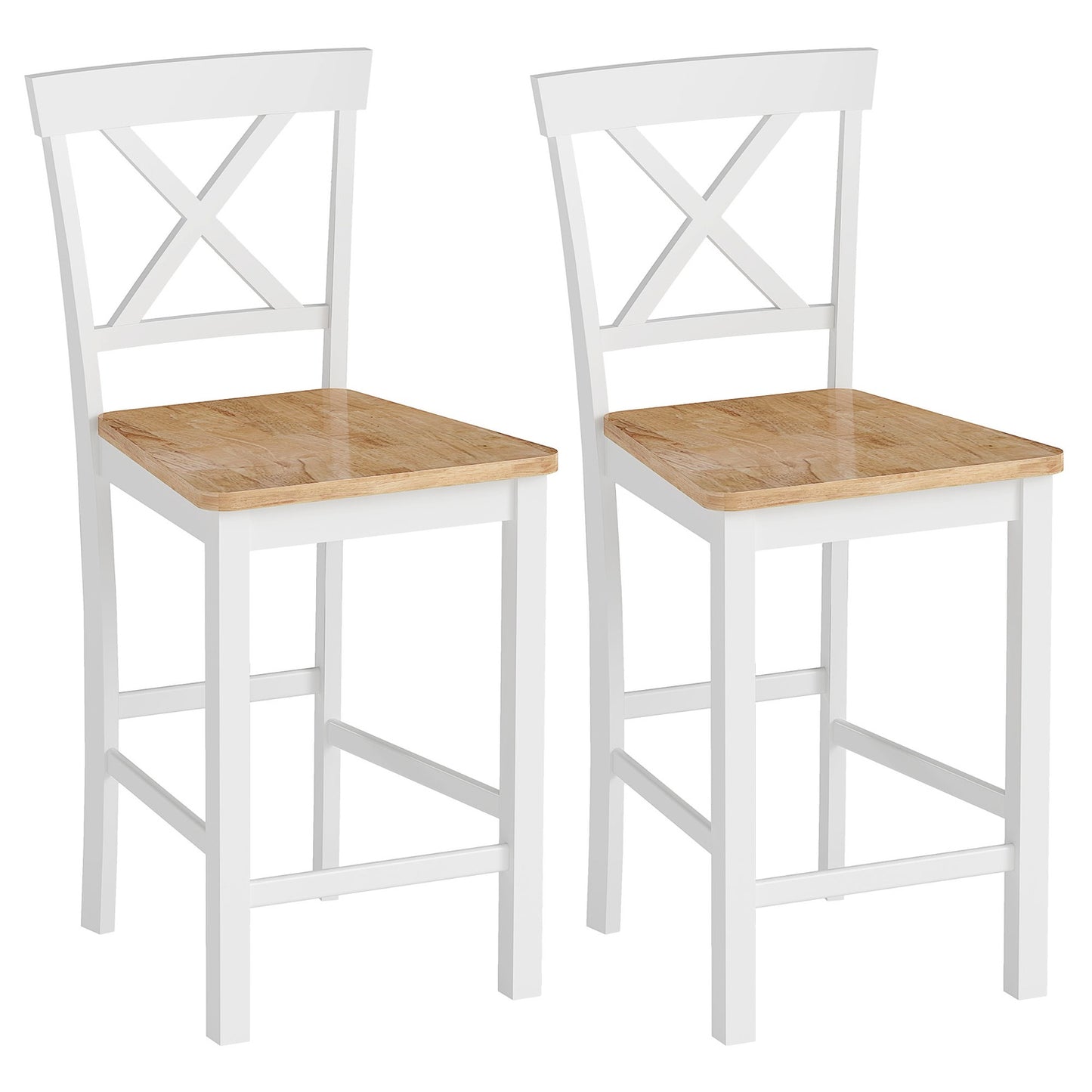 Kitchen Chairs Set of 2, Rubberwood, White Spindle Back