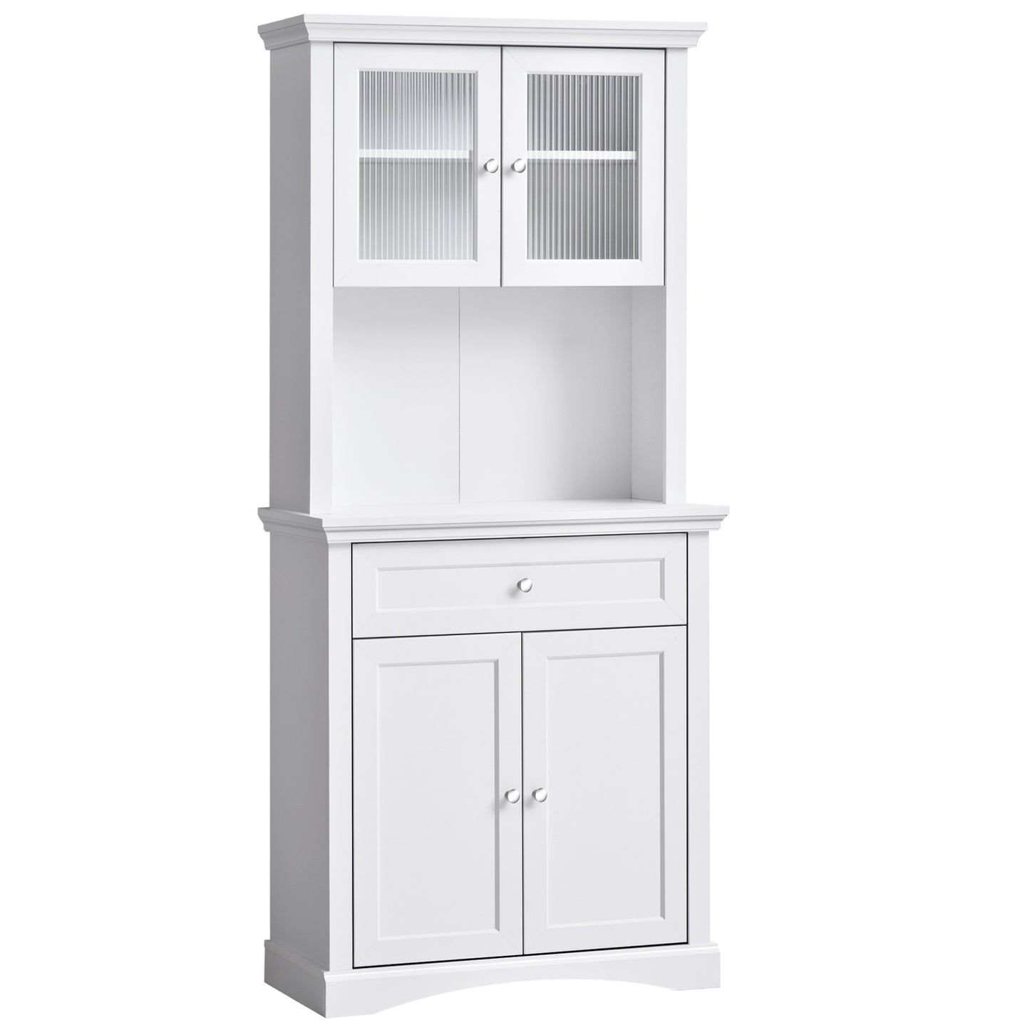 Glass door cabinet, adjustable shelves, white 79x40x180CM