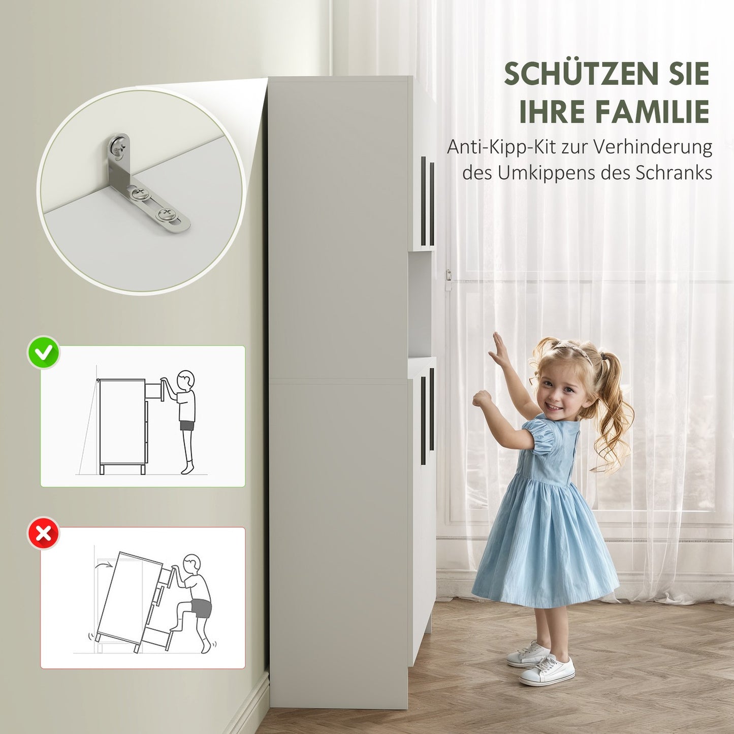 Kitchen cabinet, 4 cabinets, 6 doors, 12 hinges, worktop, chipboard, white