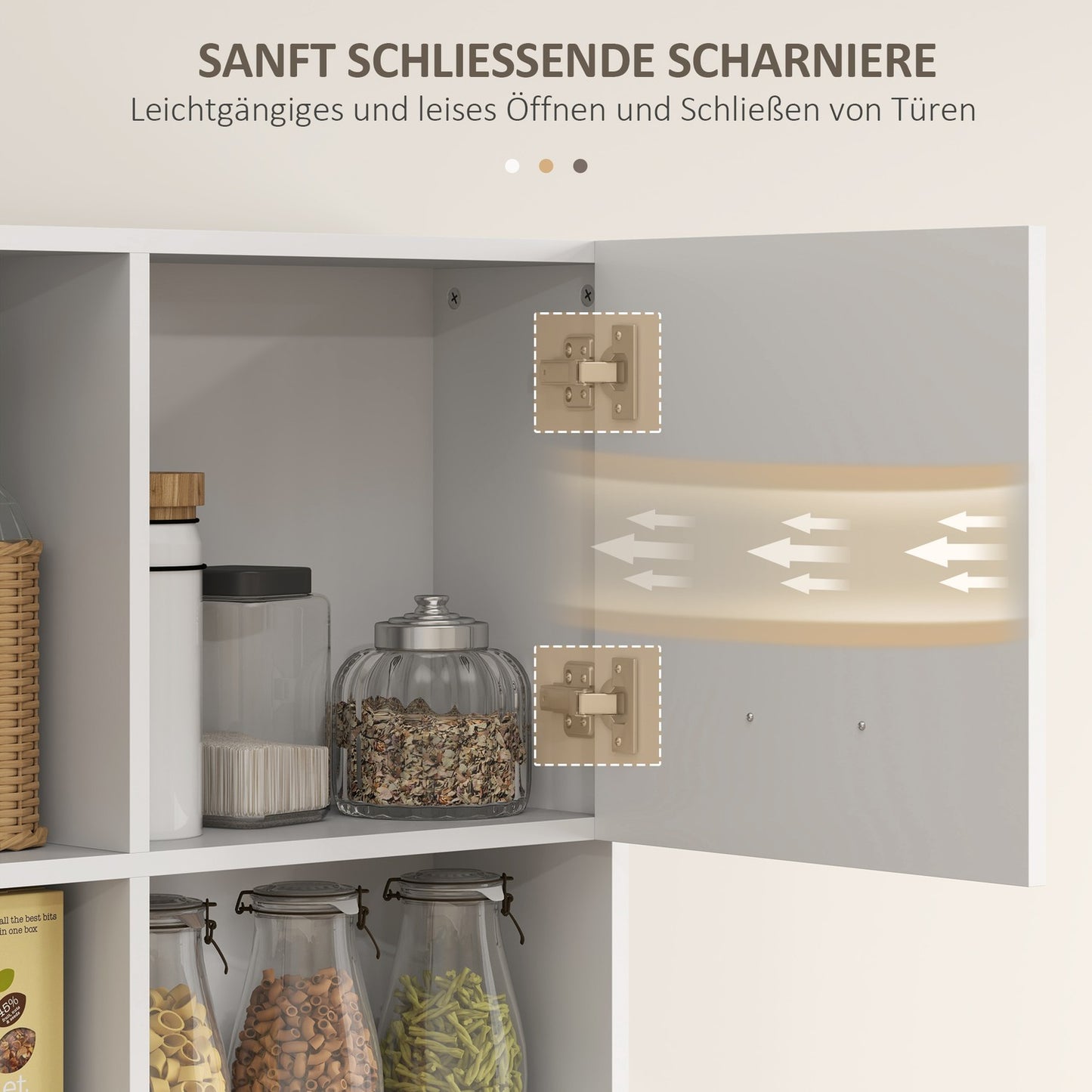 Tall white kitchen storage cabinet with drawer and adjustable shelf