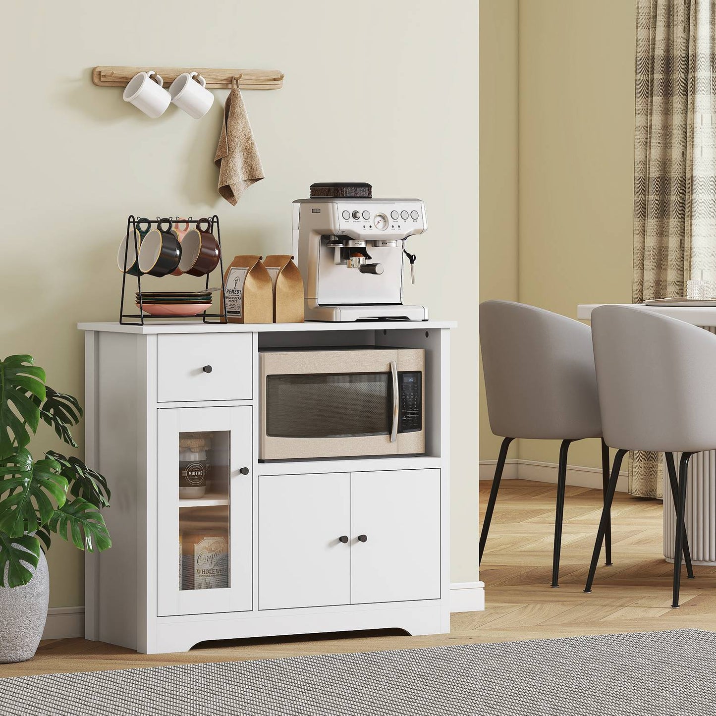 Kitchen Cabinet with Drawer, Cable Hole, 80x35x72.2 cm, White