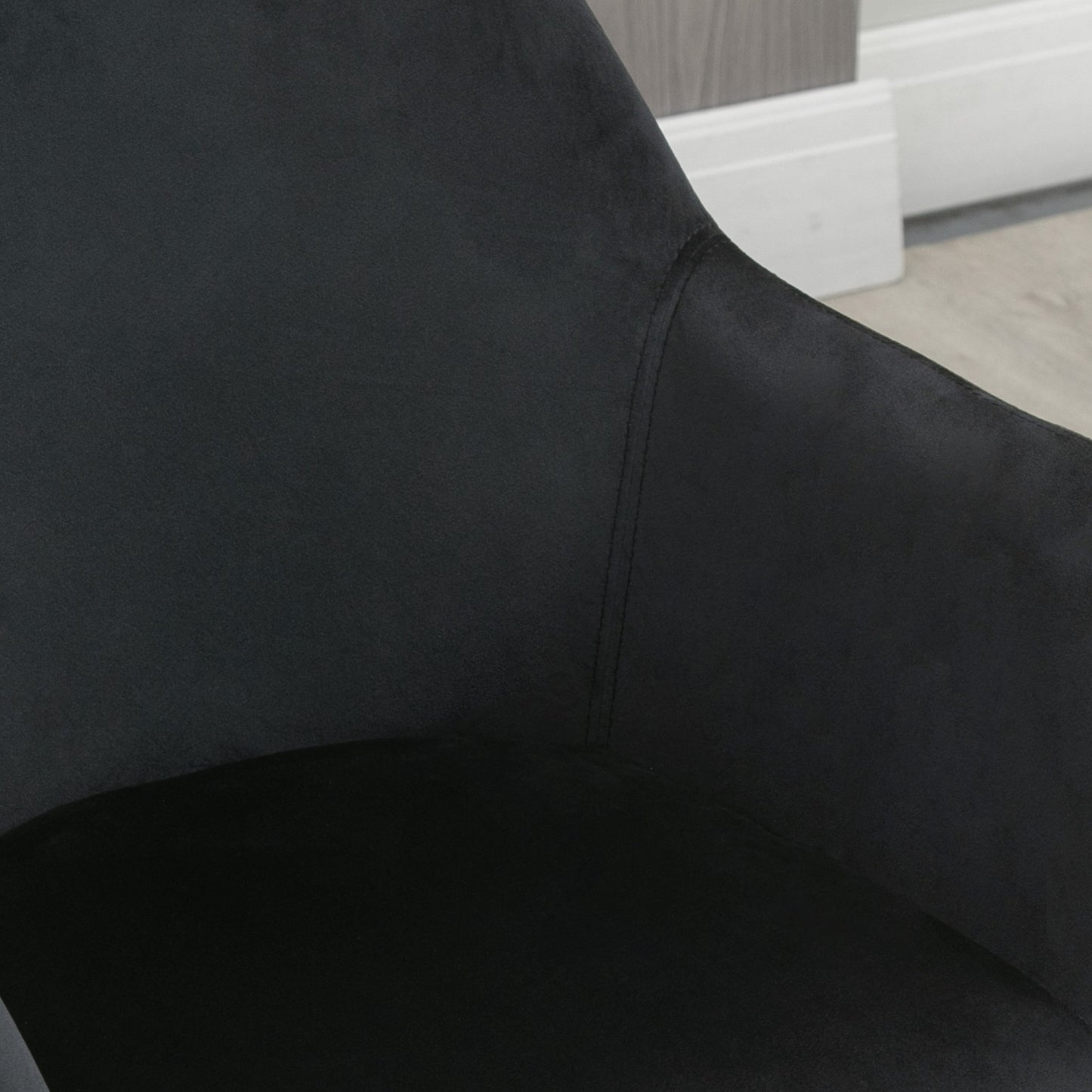 Ergonomic black kitchen chairs Set of 2, wood & polyester