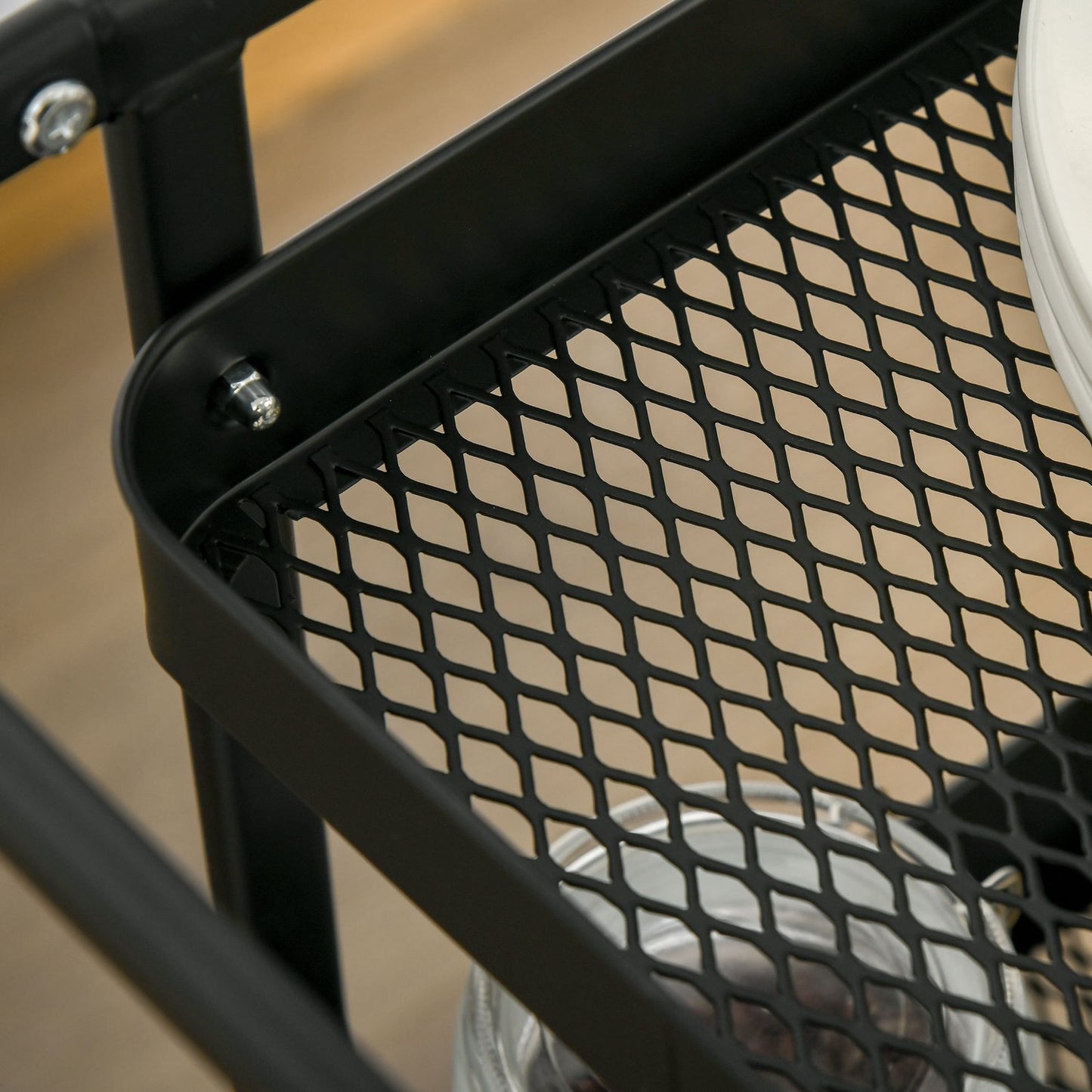 Rolling Kitchen Cart with Hooks and Storage Baskets
