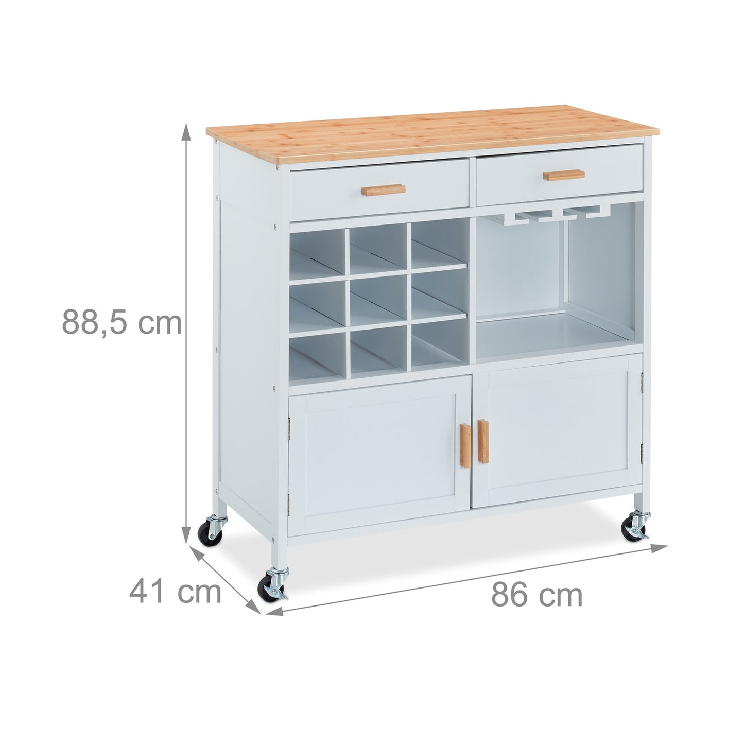 Kitchen trolley with wine rack