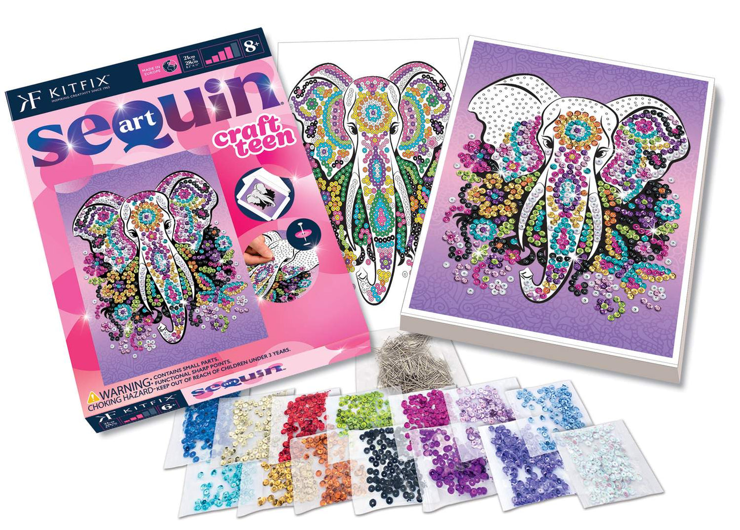 Kitfix Diy Set Sequin Art Craft Teen Elephant