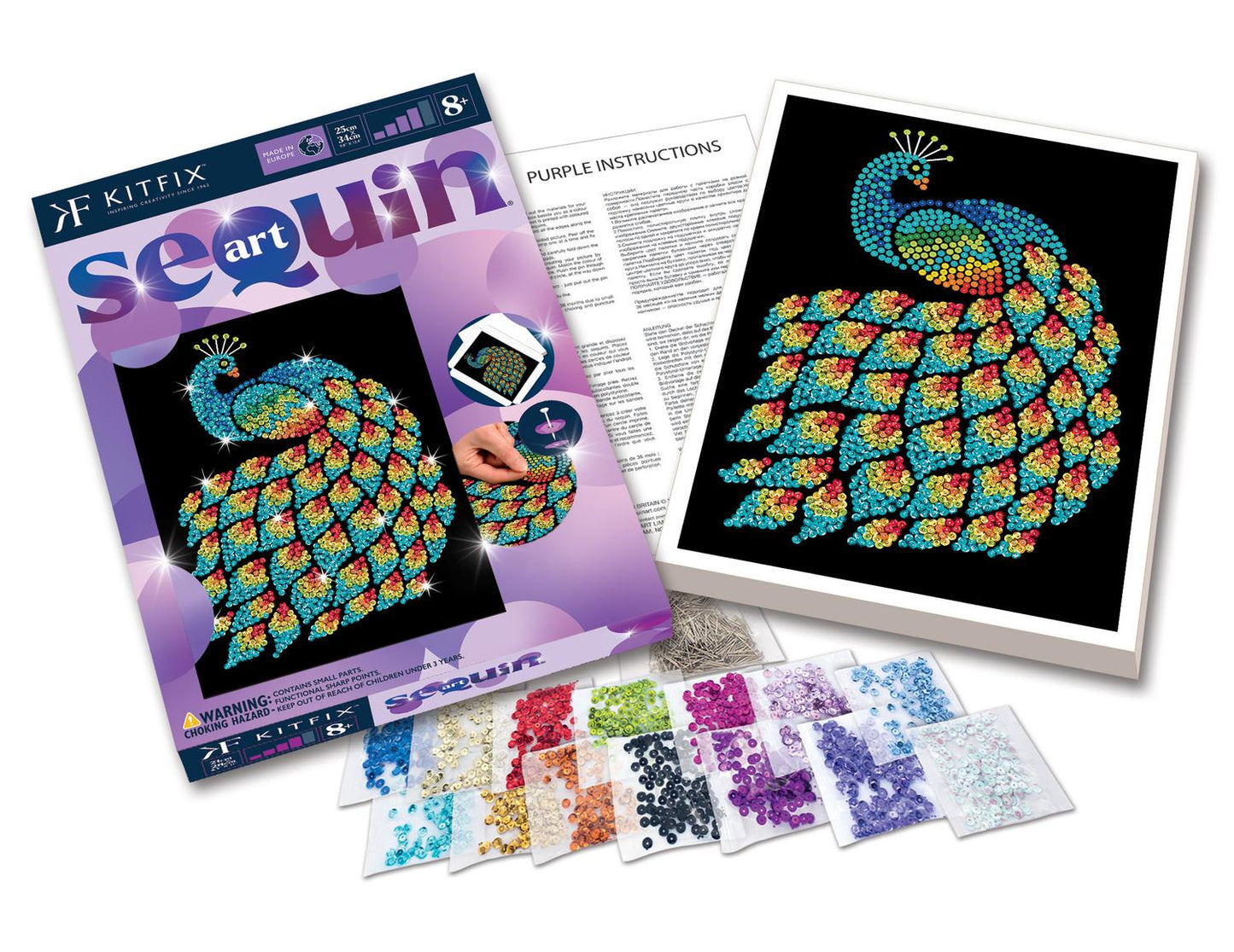 Kitfix Diy Set Sequin Art Purple Peacock