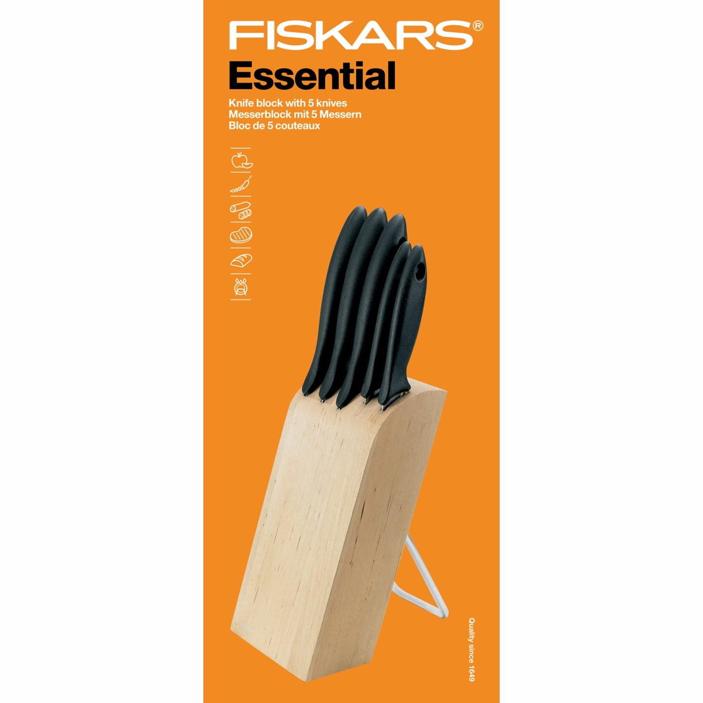 Knife block with 5 knives Essential