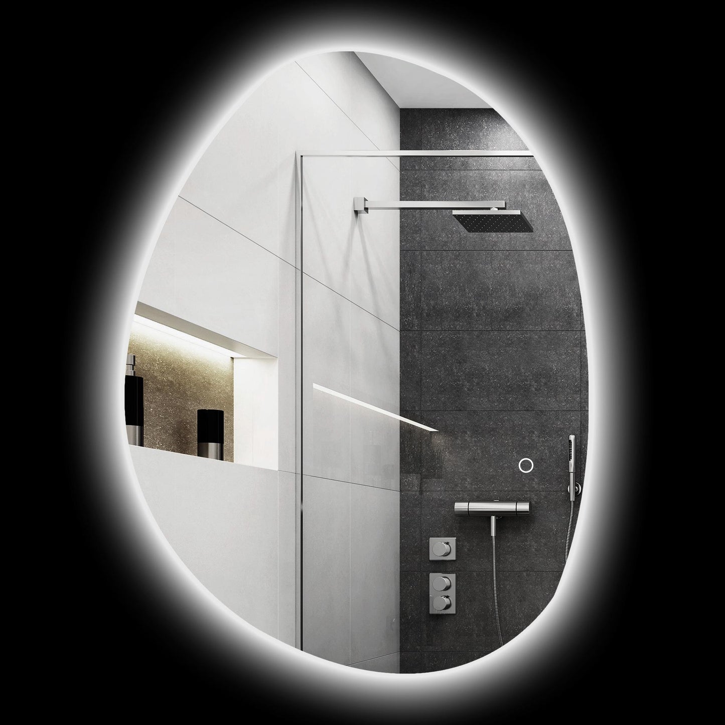 LED Bathroom Mirror, Adjustable Light & Color, 80x60 cm