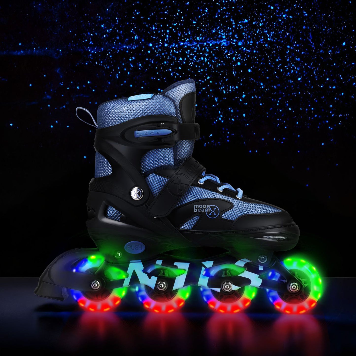 LED In-Line Skates with Protectors, Blue, Size L (39-42)