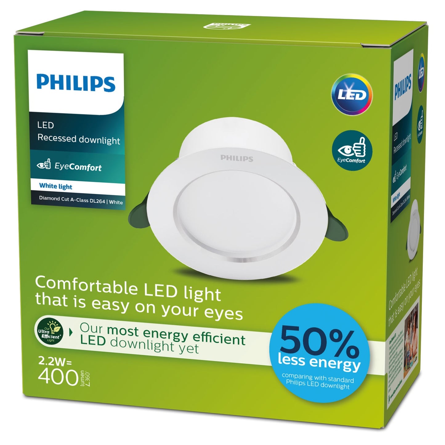 LED Recessed spot Diamond Cut Ø105mm 2.2W 400lm 3000K Energy class A